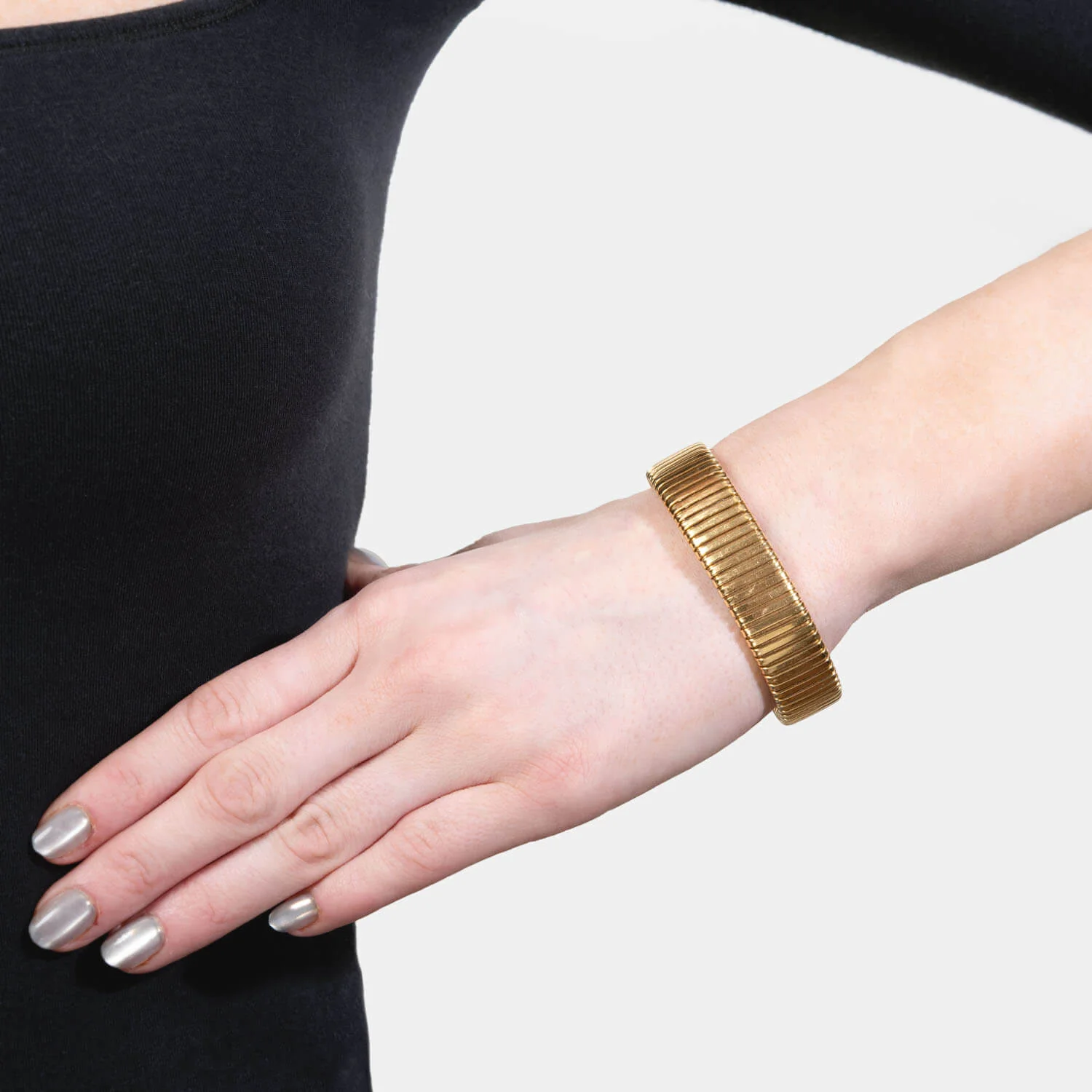 CARLO WEINGRILL Estate 18k Gooseneck Cuff Bracelet - Image 6