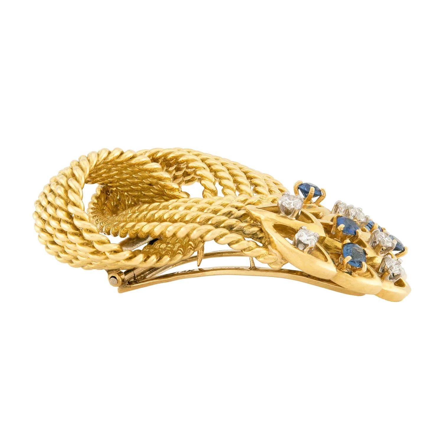 CARTIER Estate 14k Diamond and Sapphire Pin - Image 2