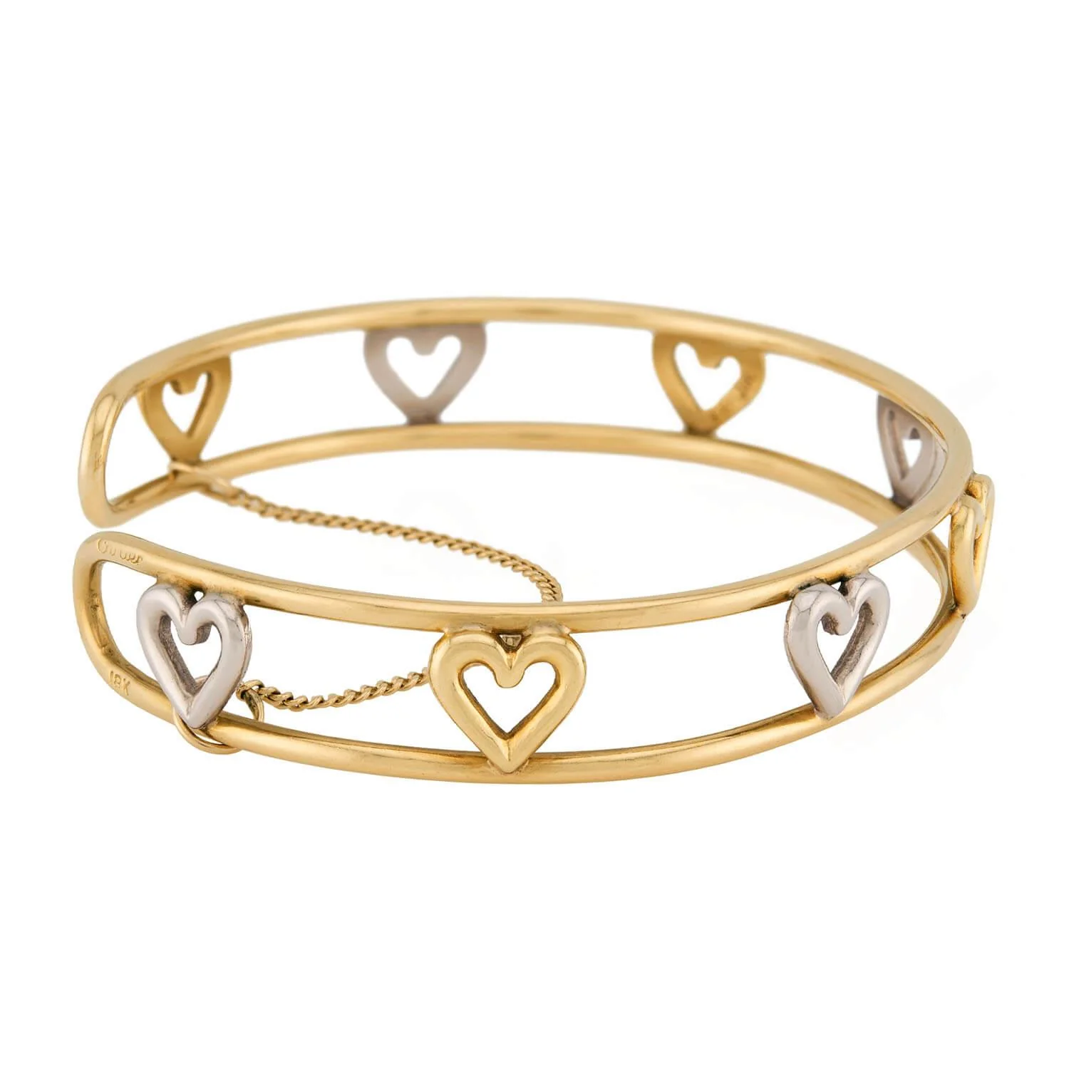 CARTIER Vintage 18k Heart-Motif Cuff Bracelet - Image 2