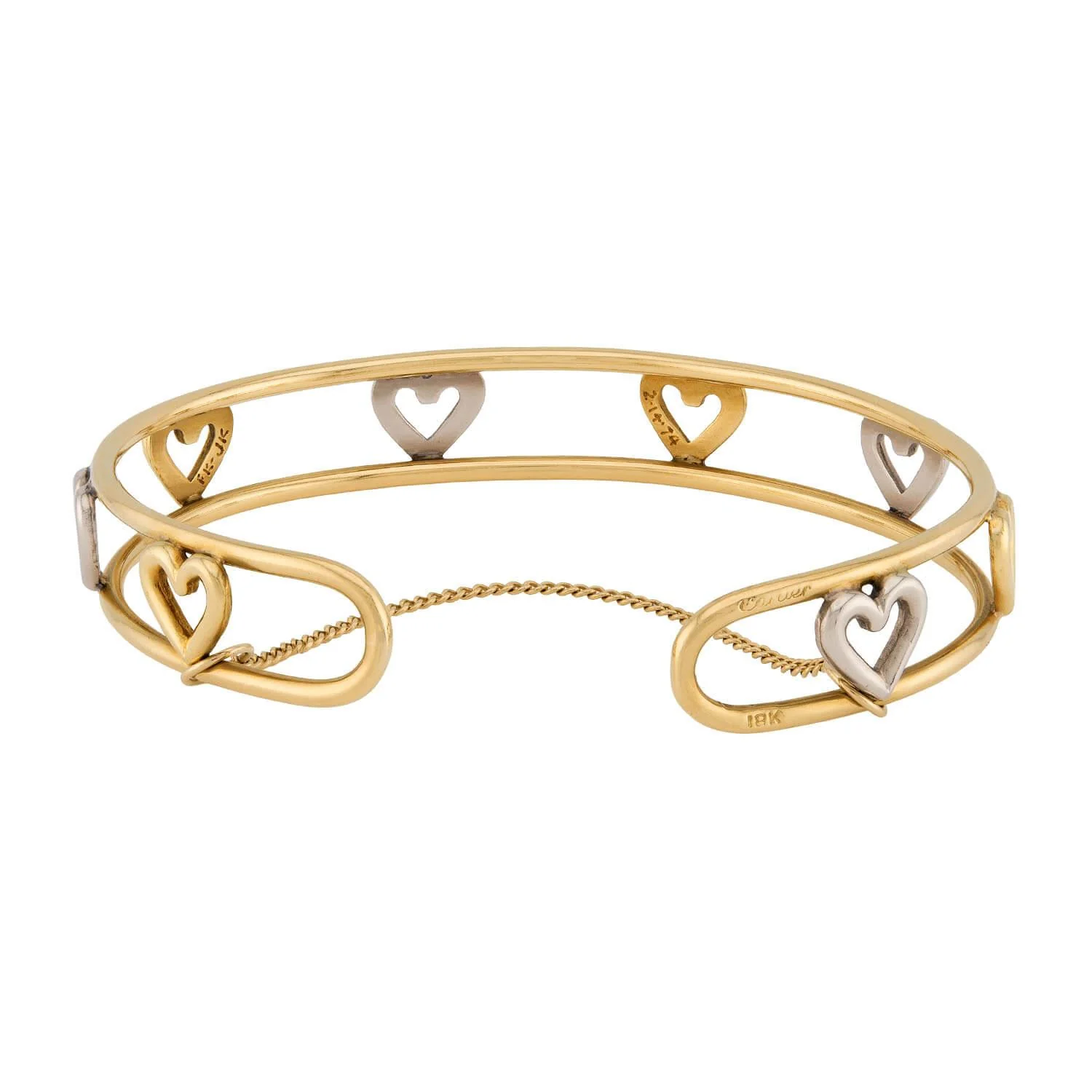 CARTIER Vintage 18k Heart-Motif Cuff Bracelet - Image 4