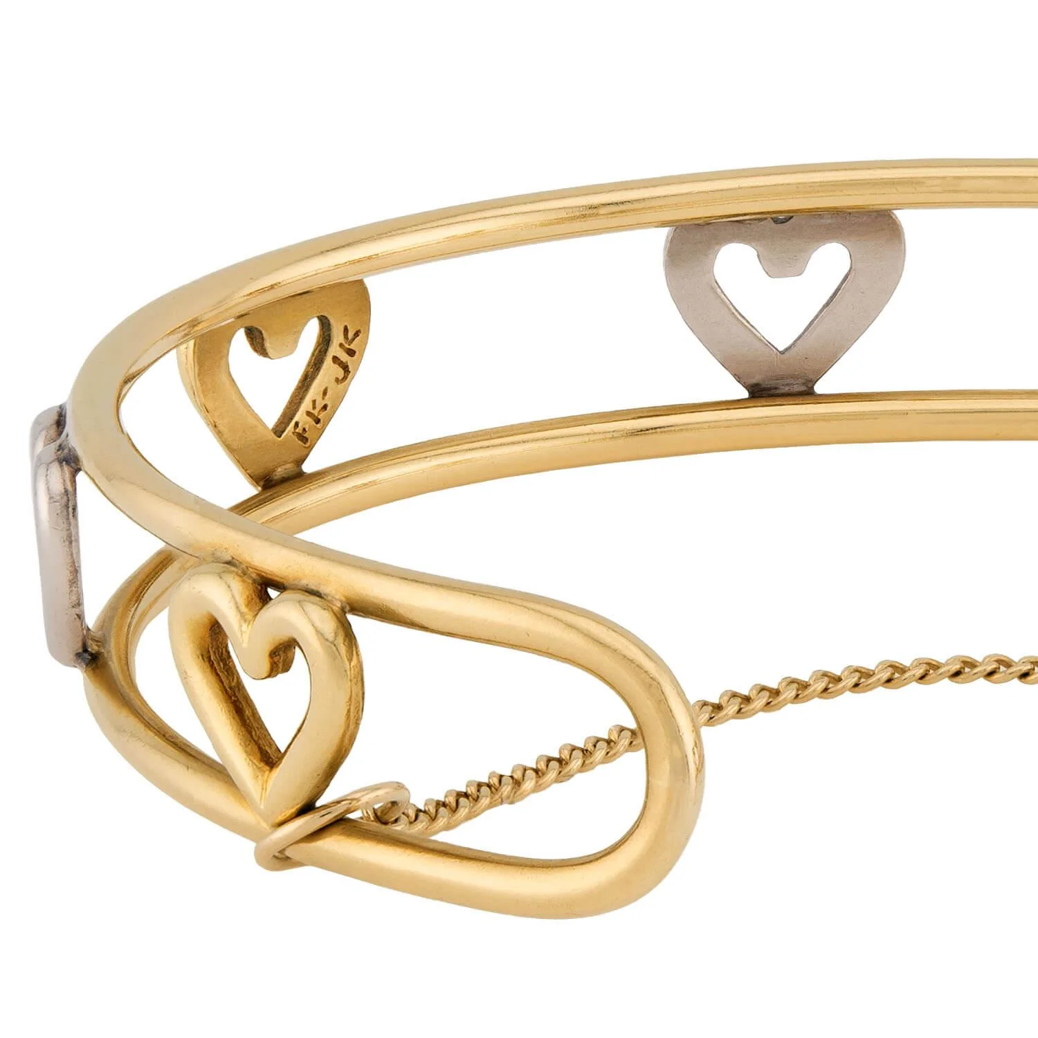 CARTIER Vintage 18k Heart-Motif Cuff Bracelet - Image 5