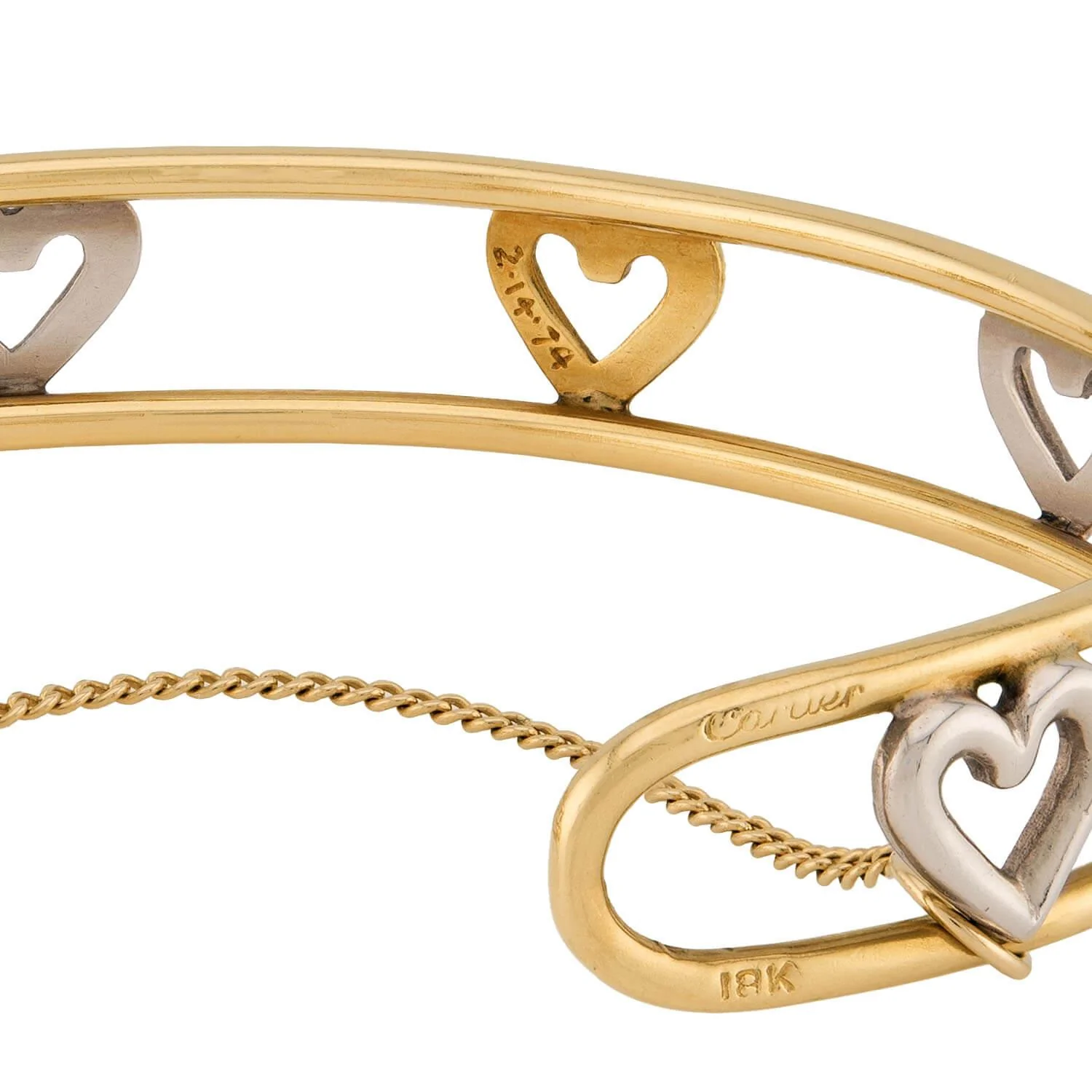 CARTIER Vintage 18k Heart-Motif Cuff Bracelet - Image 6