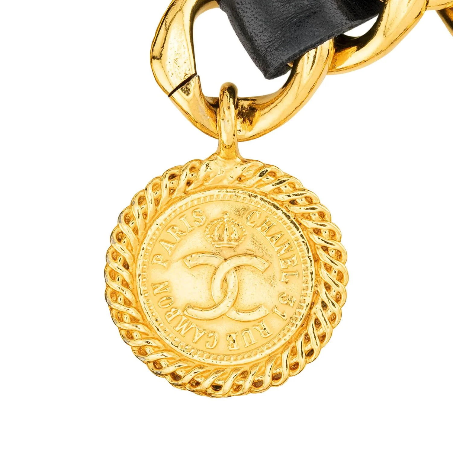 CHANEL Estate Gold Plate, Sterling Silver, and Leather Belt - Image 2