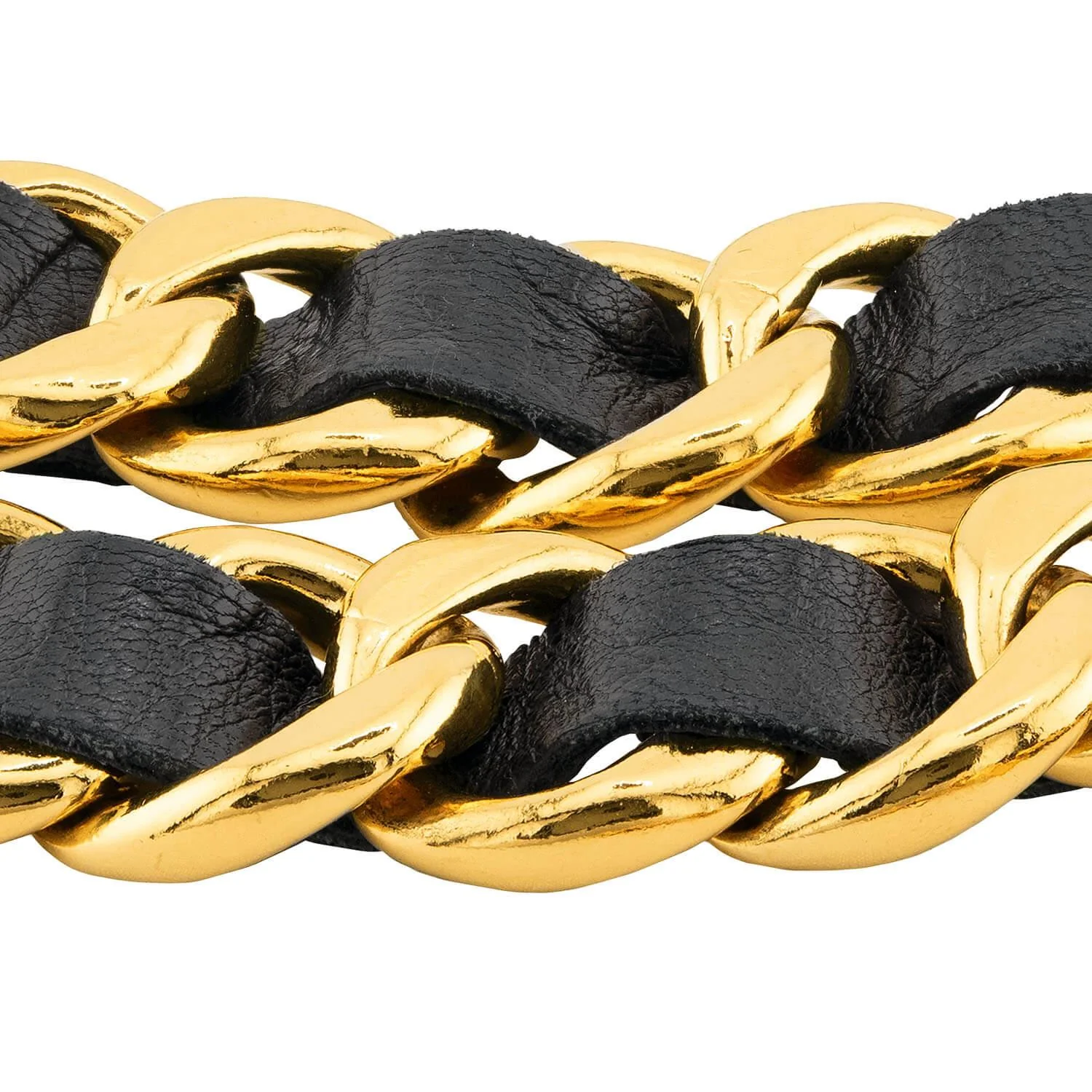 CHANEL Estate Gold Plate, Sterling Silver, and Leather Belt - Image 4