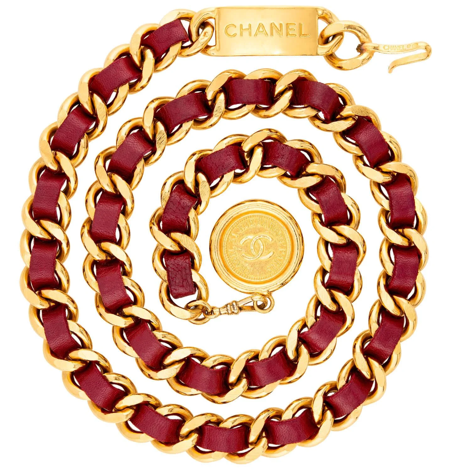 CHANEL Estate Gold Plate, Sterling Silver, Leather Belt - Image 2