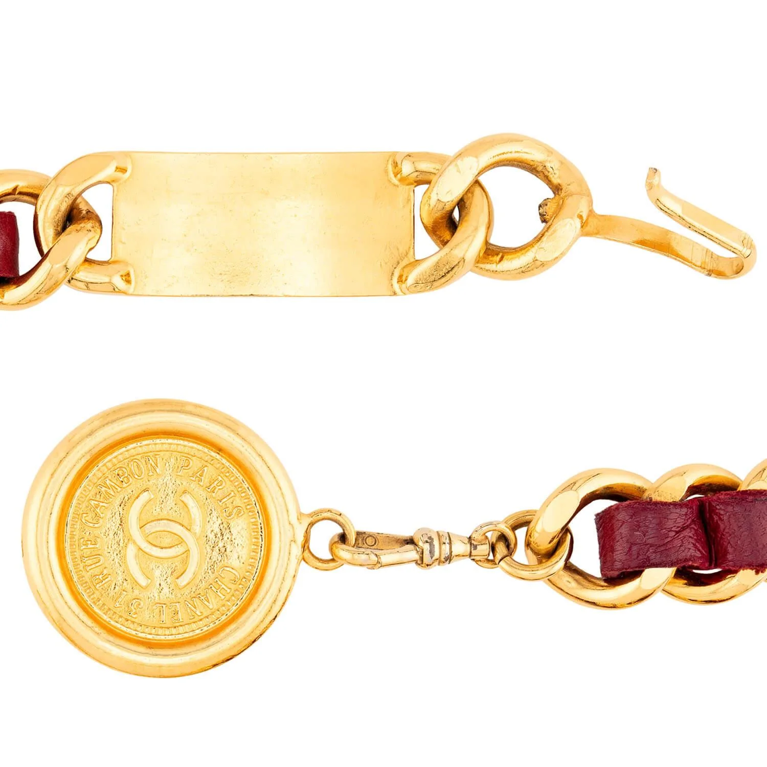 CHANEL Estate Gold Plate, Sterling Silver, Leather Belt - Image 6