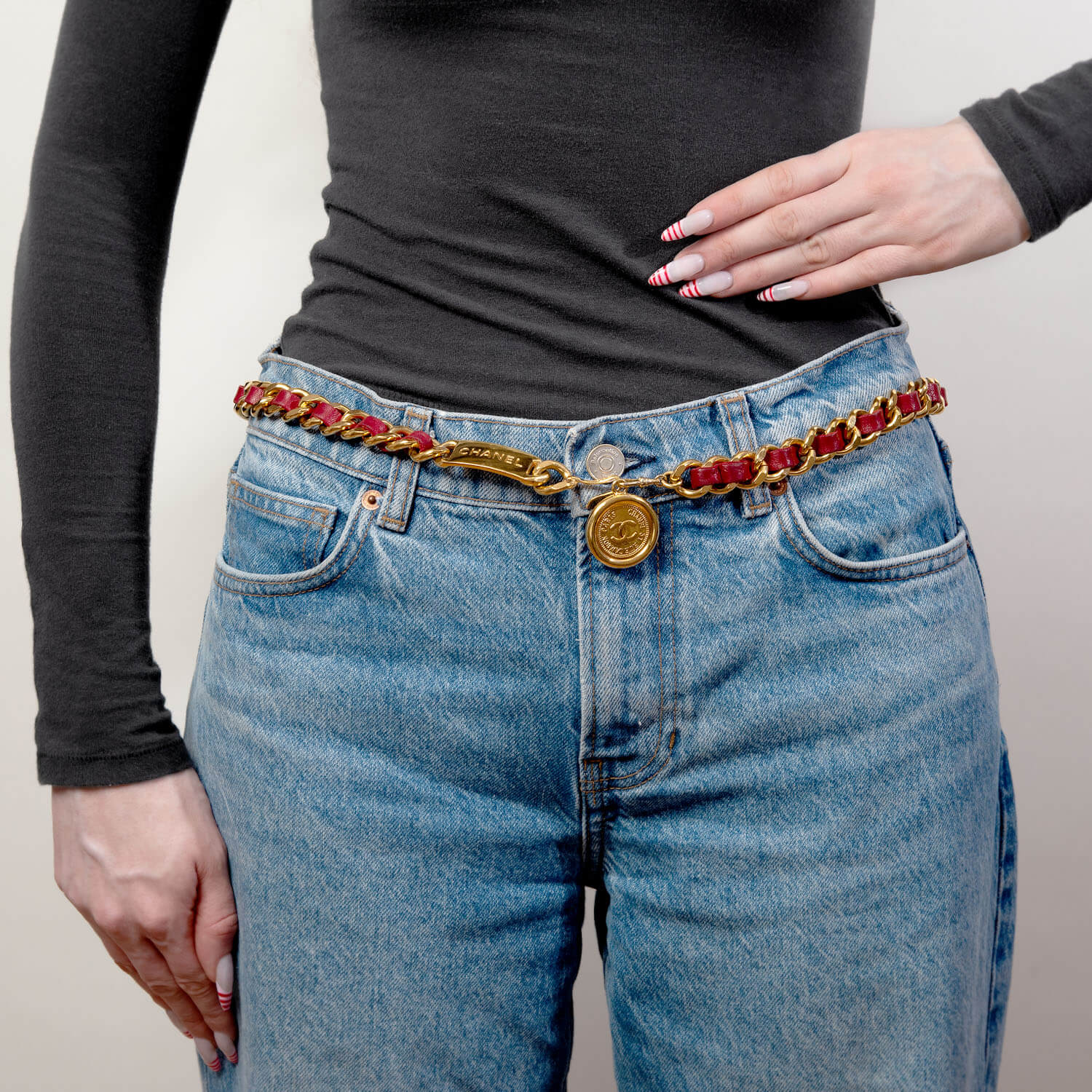 CHANEL Estate Gold Plate, Sterling Silver, Leather Belt - Image 7