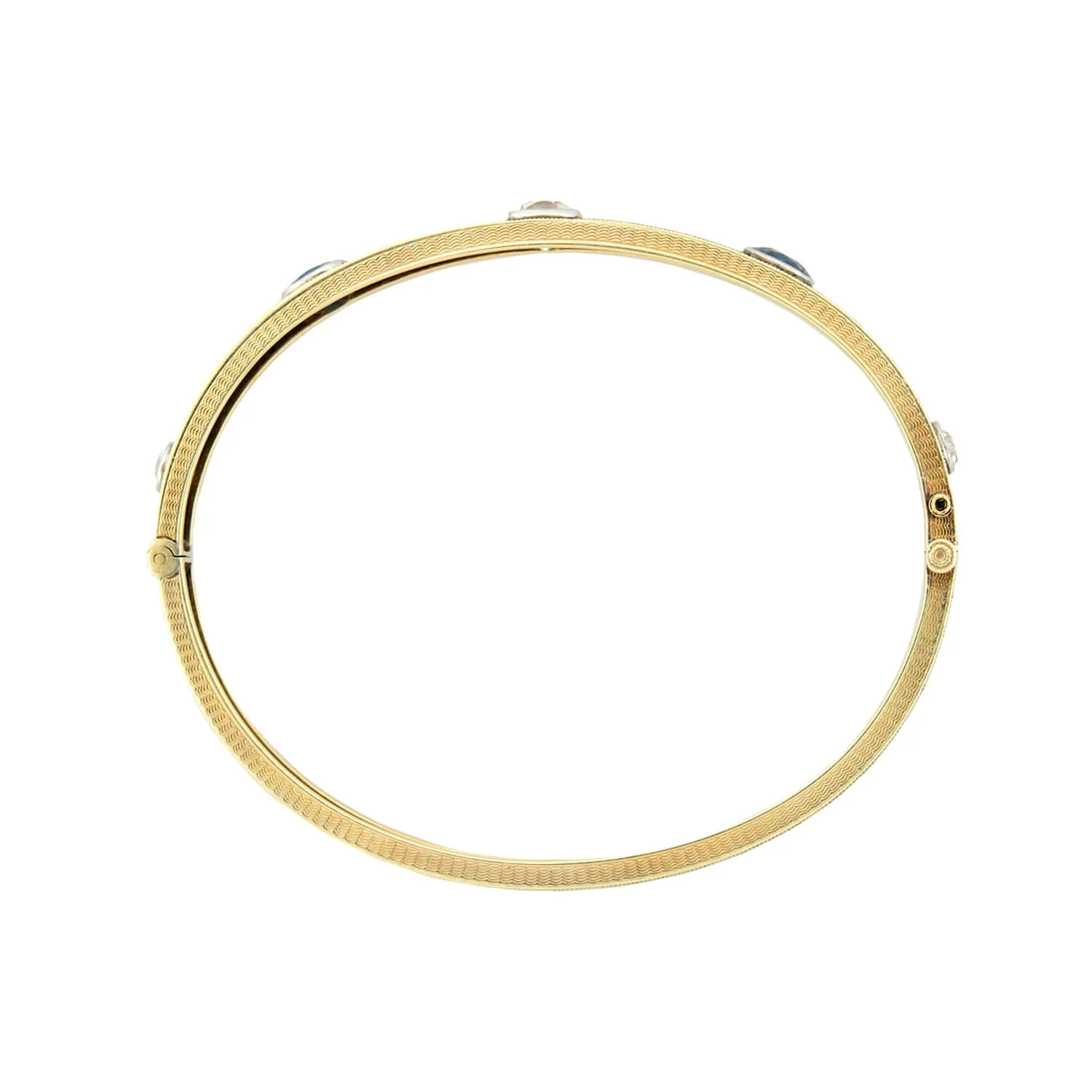 Edwardian Krementz 14k/Platinum Diamond & Sapphire Bangle Bracelet - Image 5
