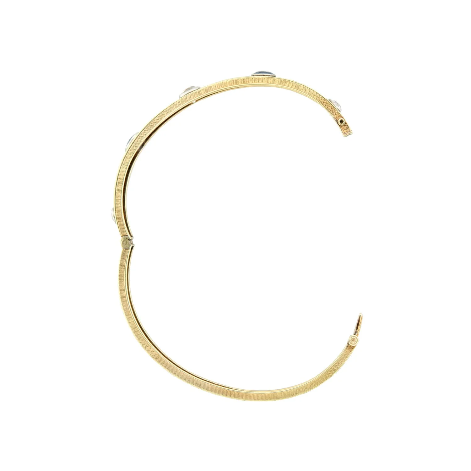 Edwardian Krementz 14k/Platinum Diamond & Sapphire Bangle Bracelet - Image 6