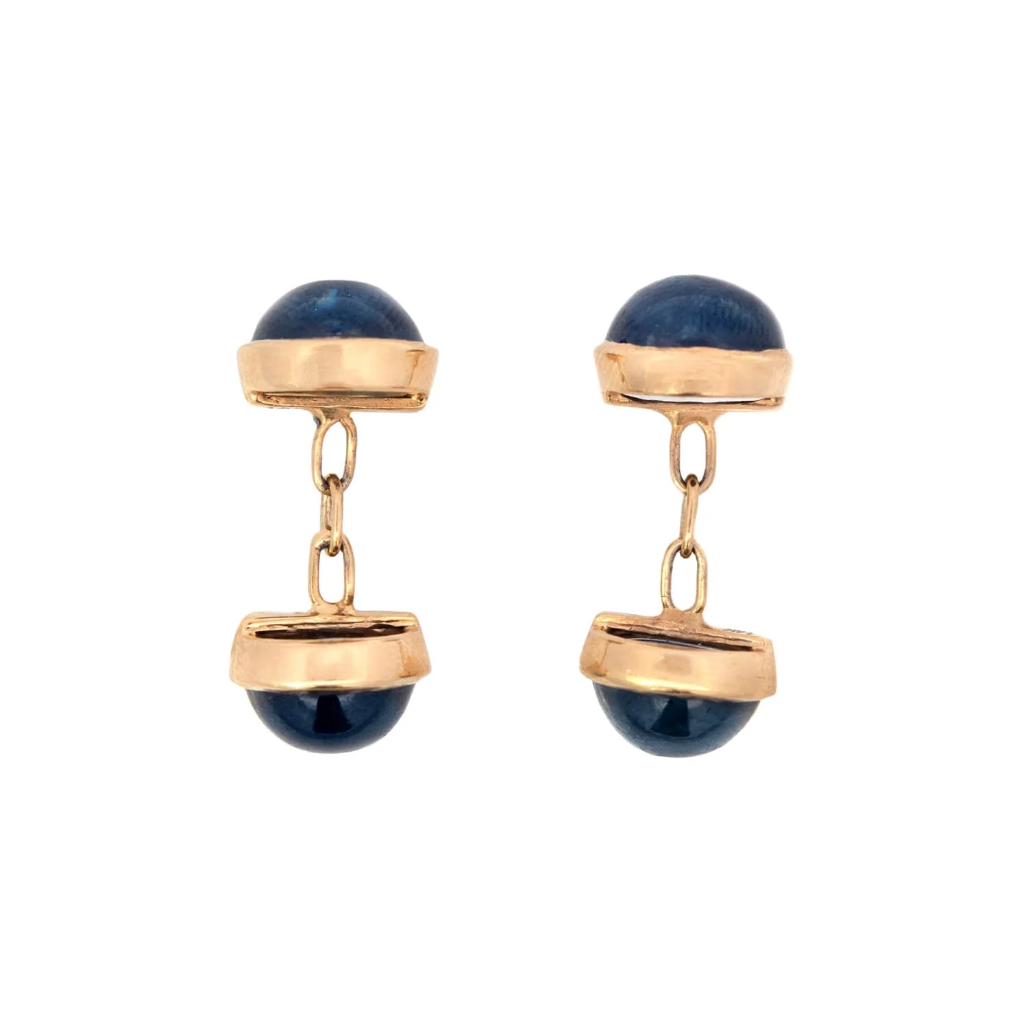 Victorian 14K Natural Sapphire Cabochon Cufflinks - Image 2