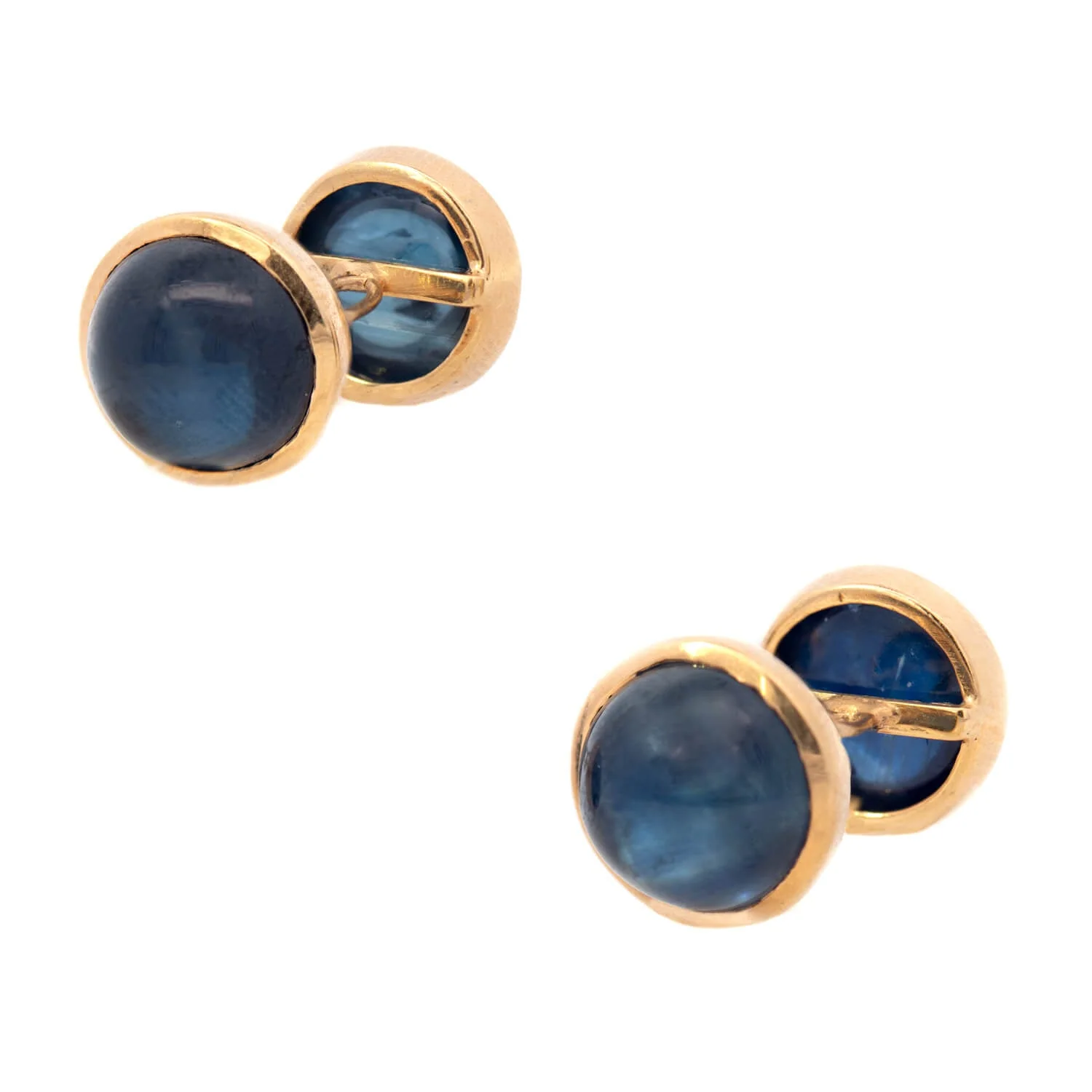 Victorian 14K Natural Sapphire Cabochon Cufflinks - Image 3