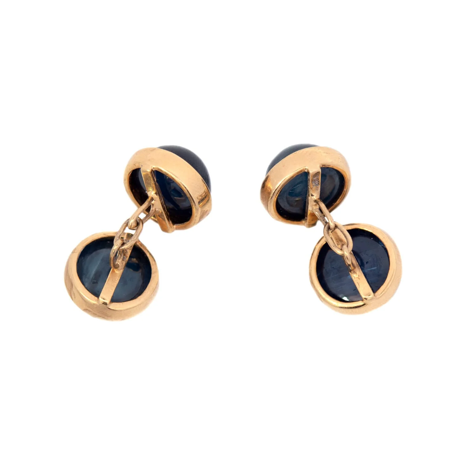 Victorian 14K Natural Sapphire Cabochon Cufflinks - Image 4