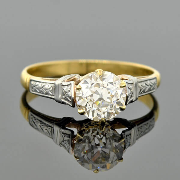 Art Deco 18kt Mixed Metals Diamond Engagement Ring 1.26ct - Image 2