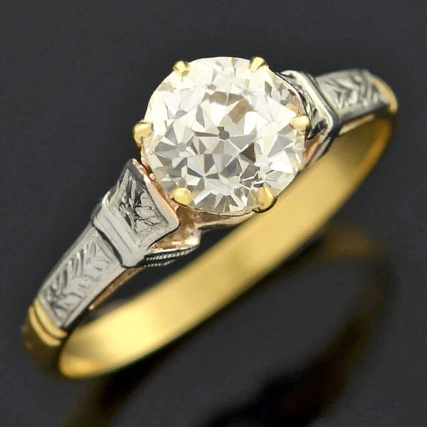 Art Deco 18kt Mixed Metals Diamond Engagement Ring 1.26ct - Image 5