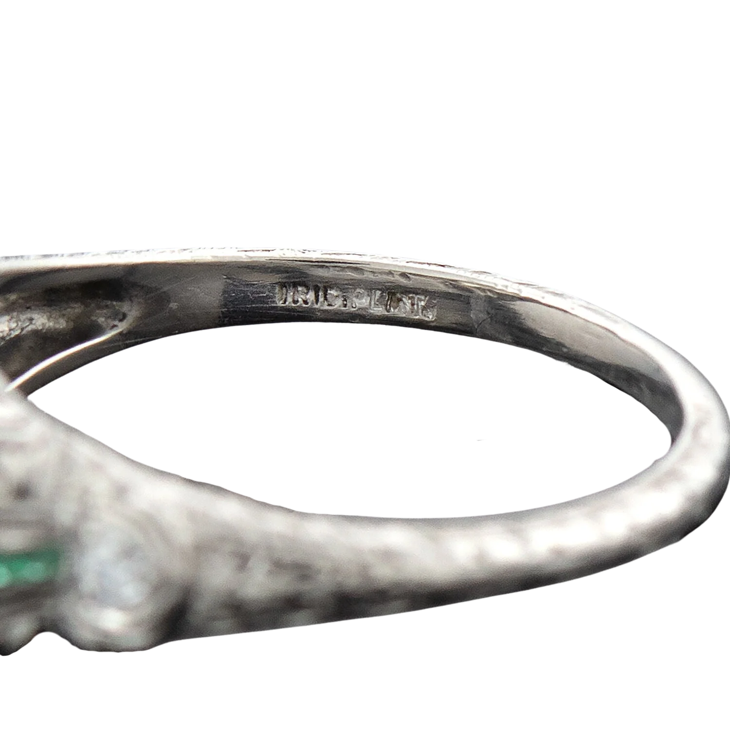 Art Deco Platinum Diamond + Emerald Engagement Ring 2.36ctw Center - Image 6