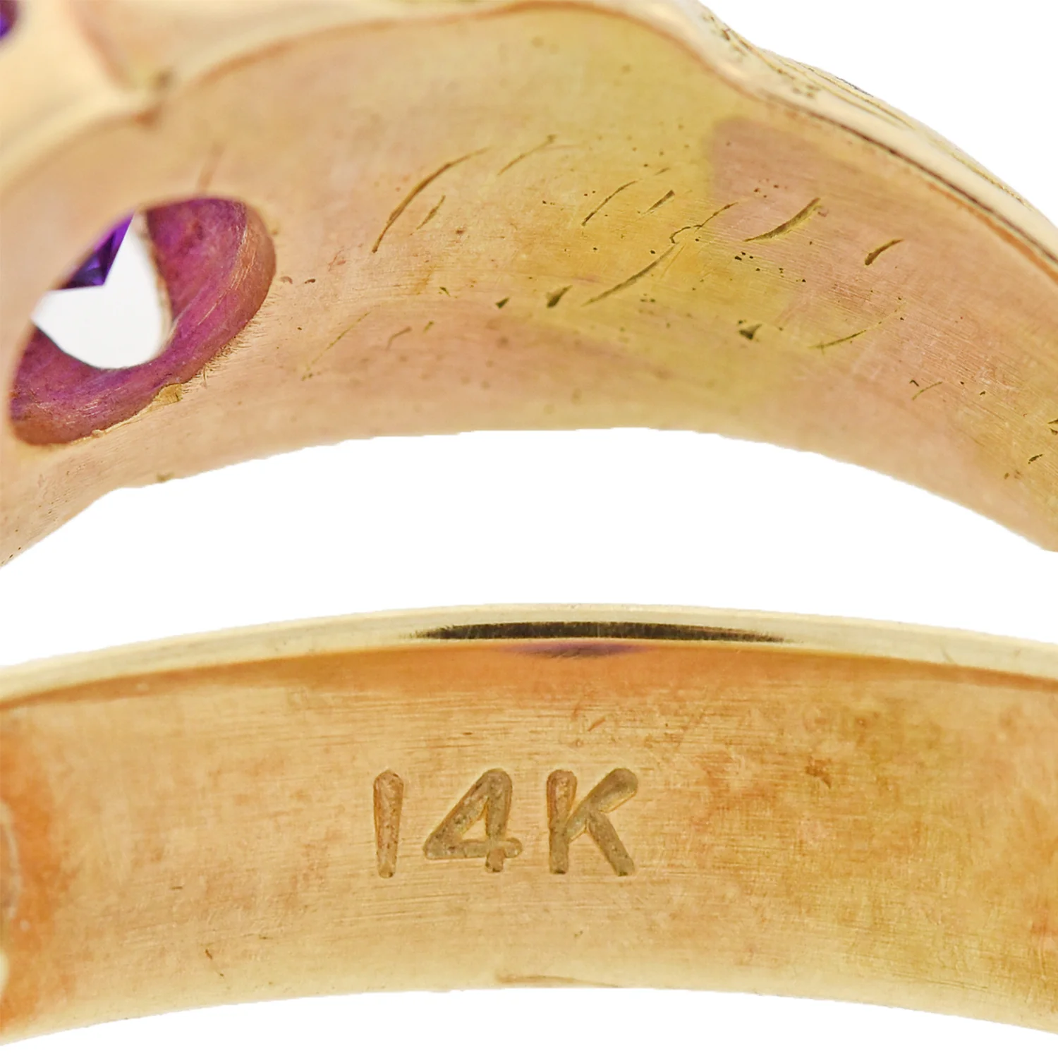Art Nouveau 14kt Amethyst Smiling Devil Figural Ring - Image 6