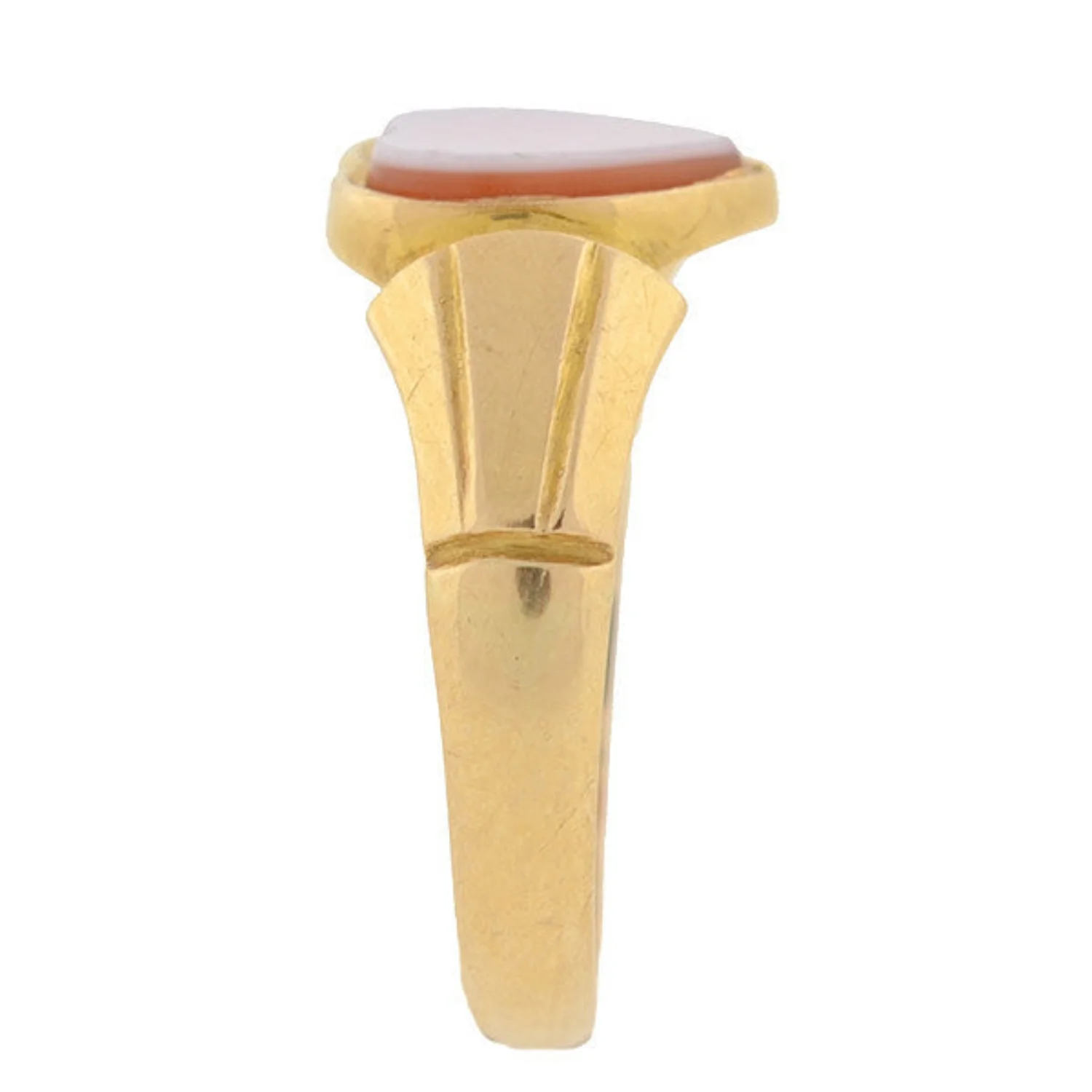 Art Nouveau 18kt Yellow Gold Banded Agate Heart Ring - Image 4