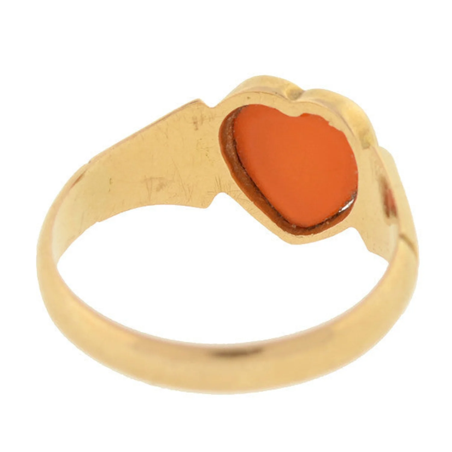Art Nouveau 18kt Yellow Gold Banded Agate Heart Ring - Image 6