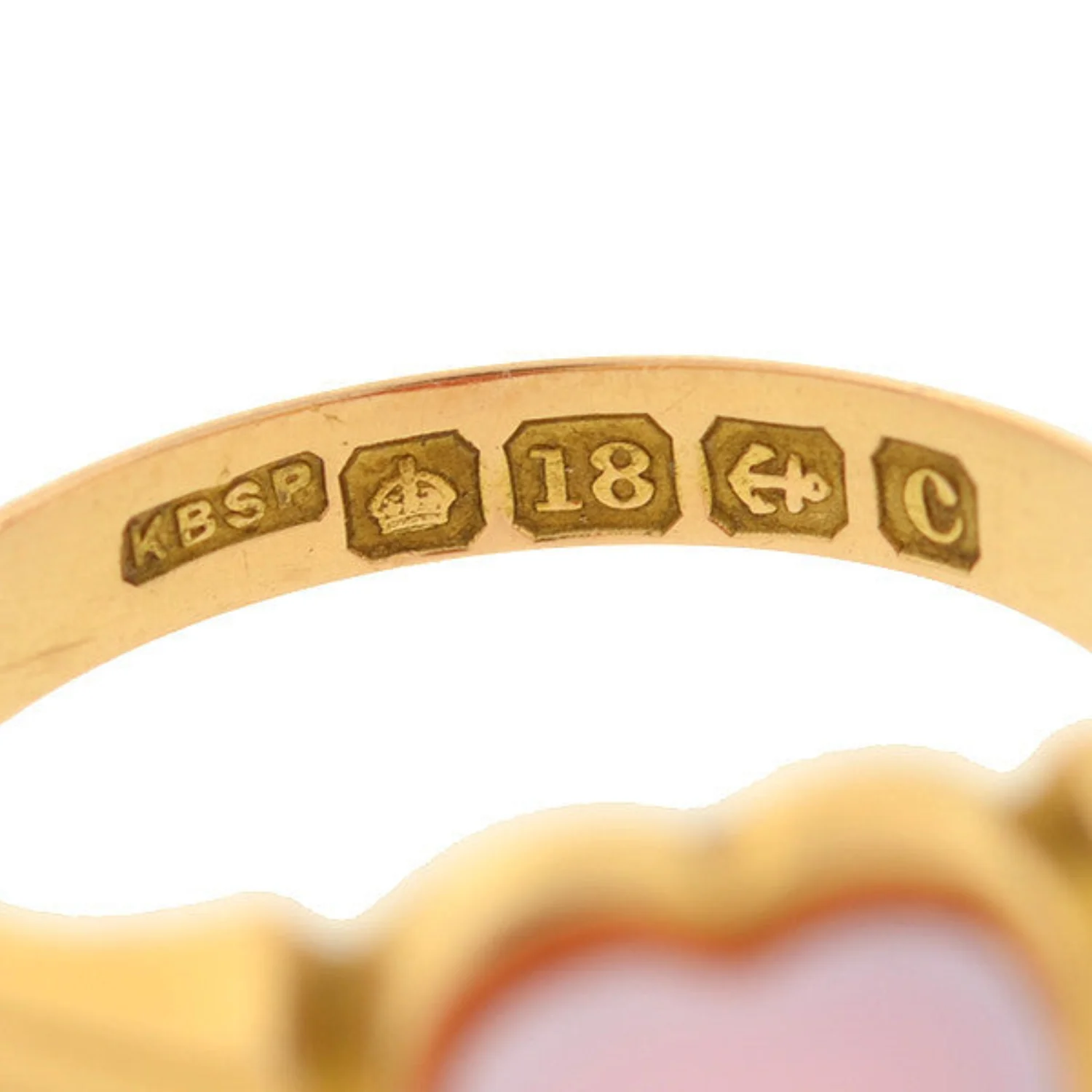 Art Nouveau 18kt Yellow Gold Banded Agate Heart Ring - Image 7