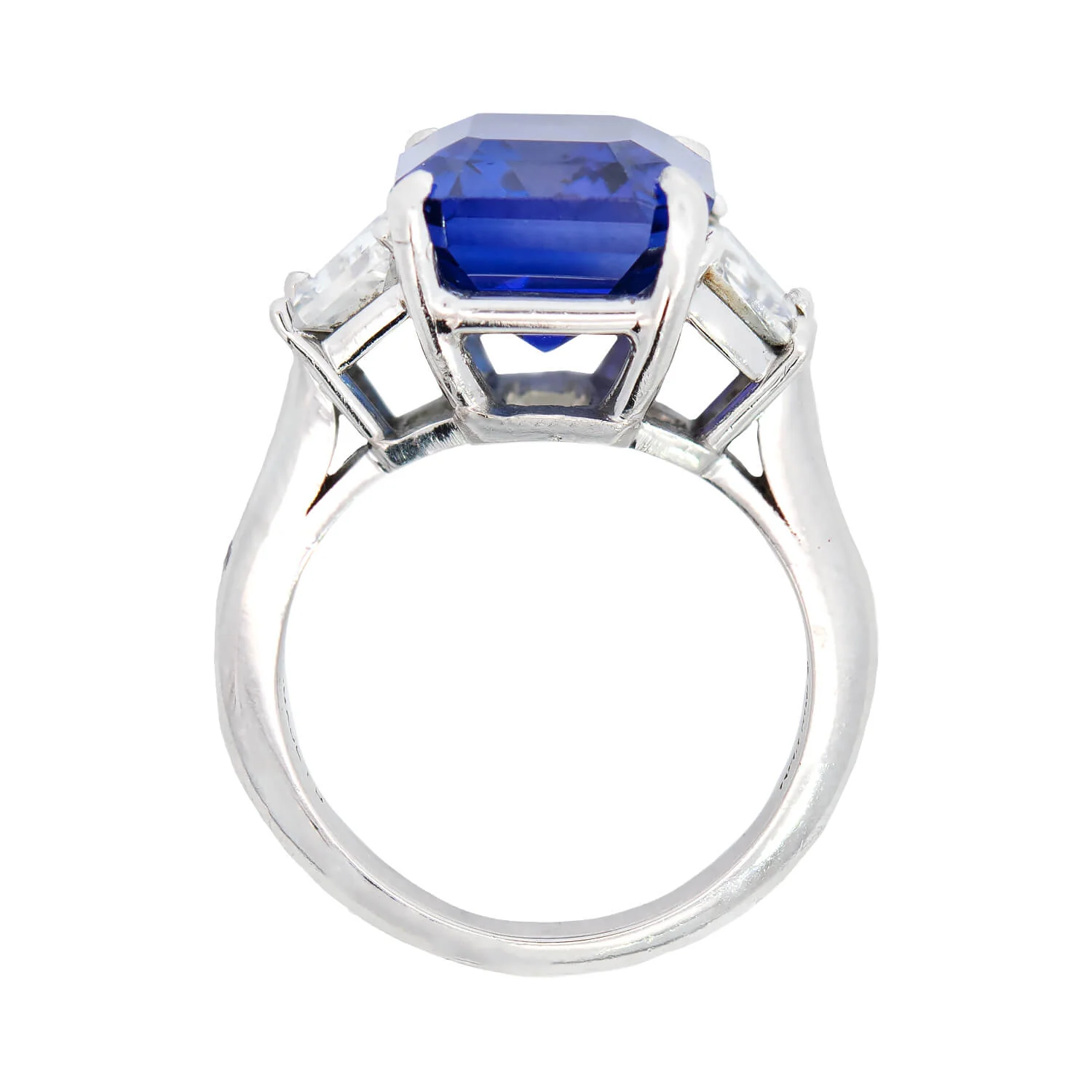 Estate Platinum Emerald Cut Tanzanite + Diamond Ring 6ctw - Image 4