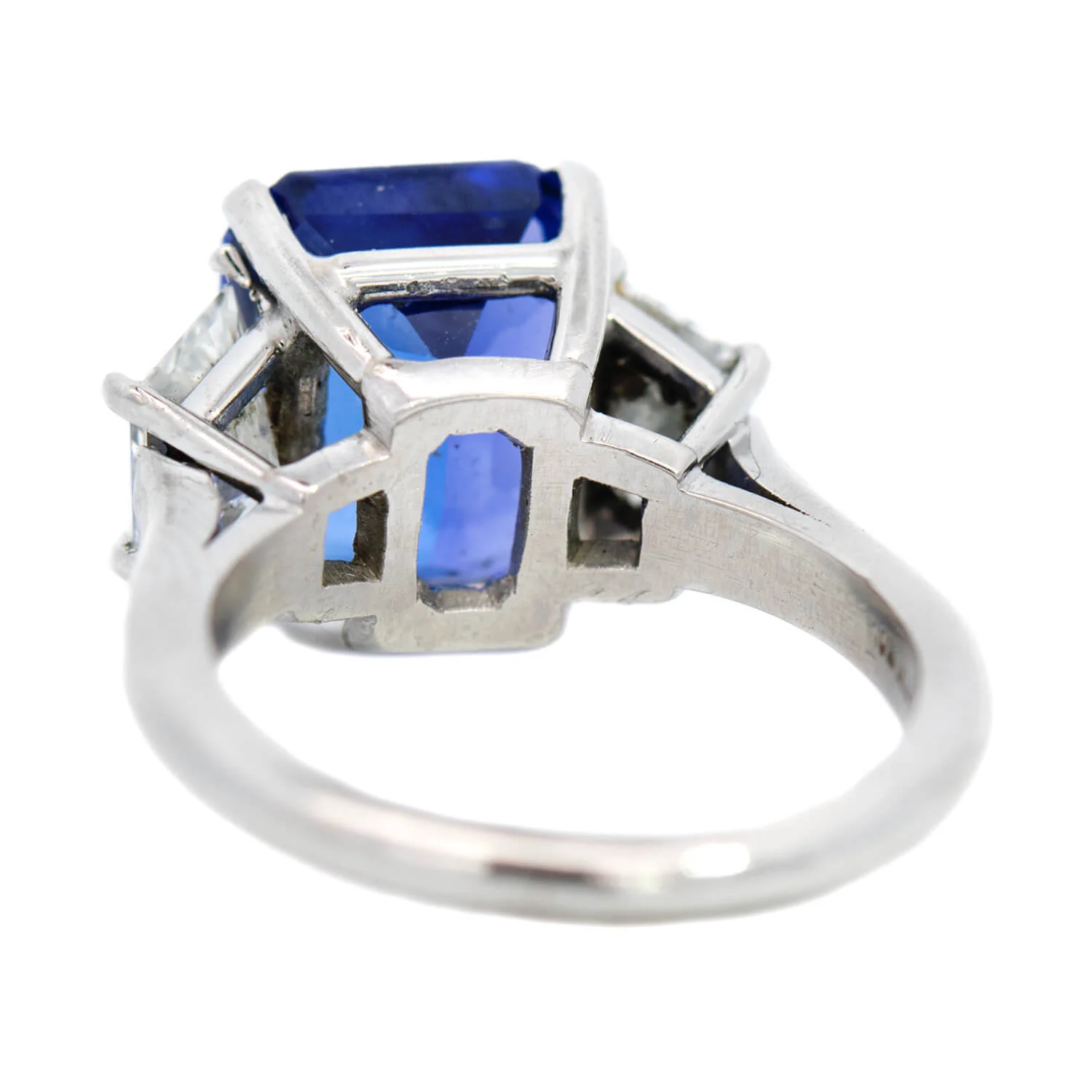 Estate Platinum Emerald Cut Tanzanite + Diamond Ring 6ctw - Image 5