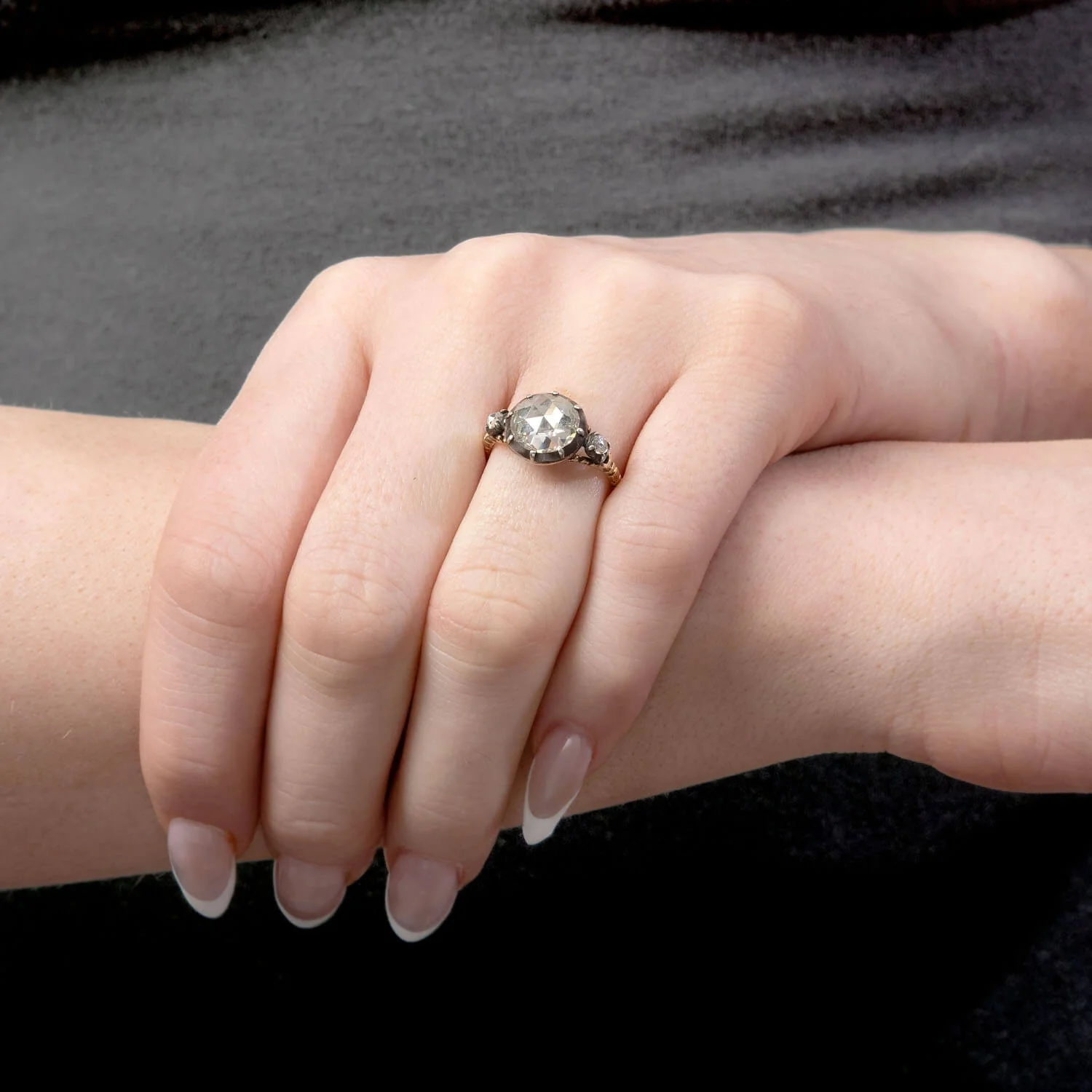 Georgian English 14k/Sterling Silver Diamond Engagement Ring 1.60ct - Image 6