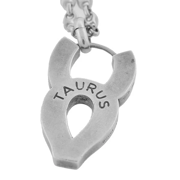 GUCCI Estate Sterling & Enameled Taurus Zodiac Necklace - Image 4