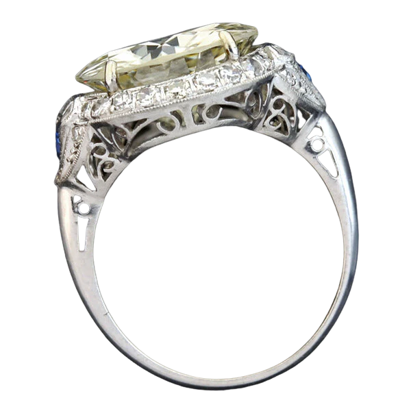 Late Art Deco Platinum Diamond Engagement Ring 6.29ctw - Image 2