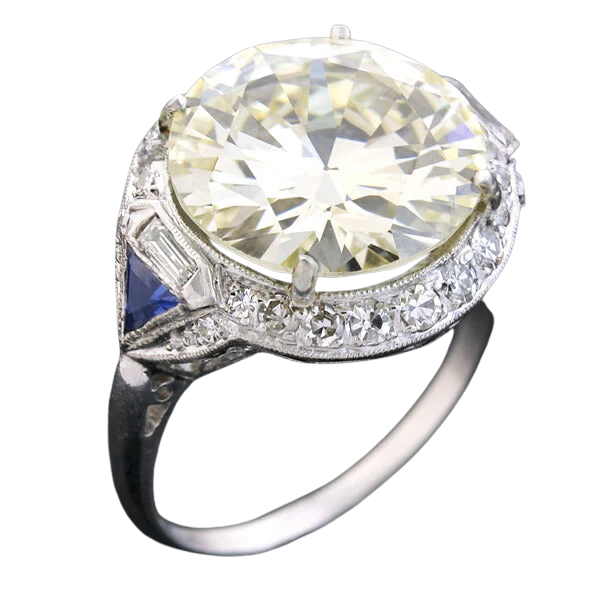 Late Art Deco Platinum Diamond Engagement Ring 6.29ctw - Image 3