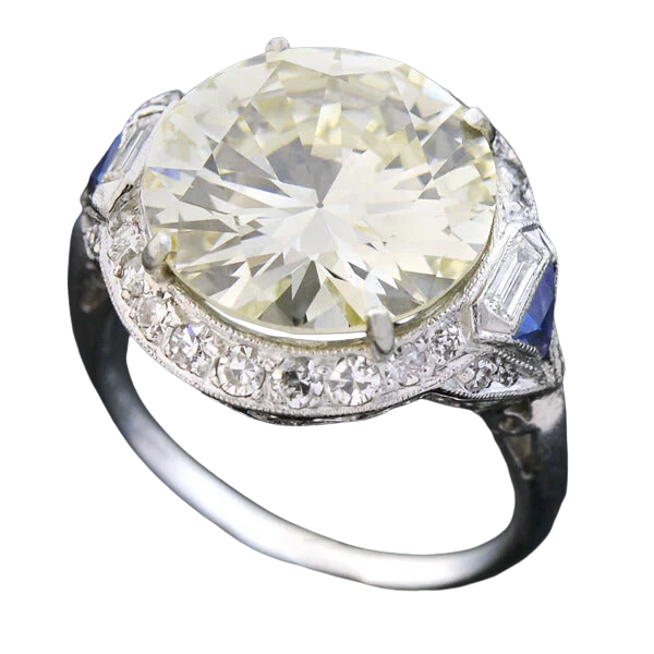 Late Art Deco Platinum Diamond Engagement Ring 6.29ctw - Image 4
