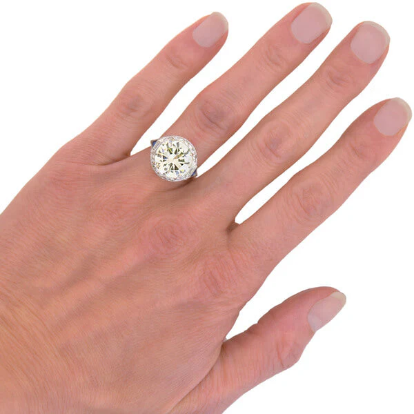 Late Art Deco Platinum Diamond Engagement Ring 6.29ctw - Image 6