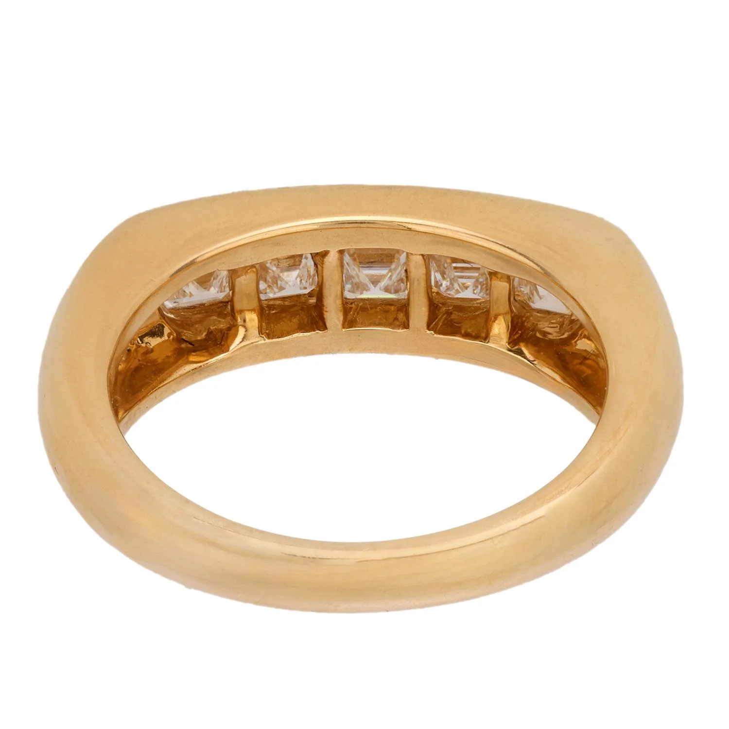 Retro 18k Diamond Asscher Cut Five-Stone Ring - Image 5