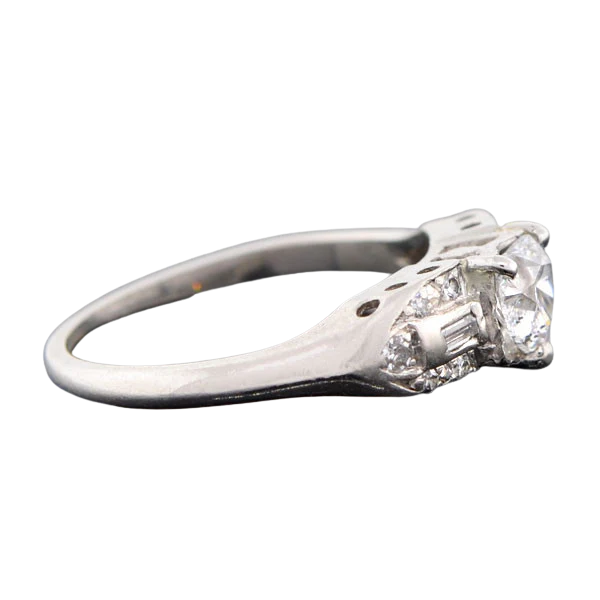 Retro Platinum & Heart Shaped Diamond Engagement Ring 0.50ct - Image 3