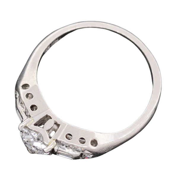 Retro Platinum & Heart Shaped Diamond Engagement Ring 0.50ct - Image 4