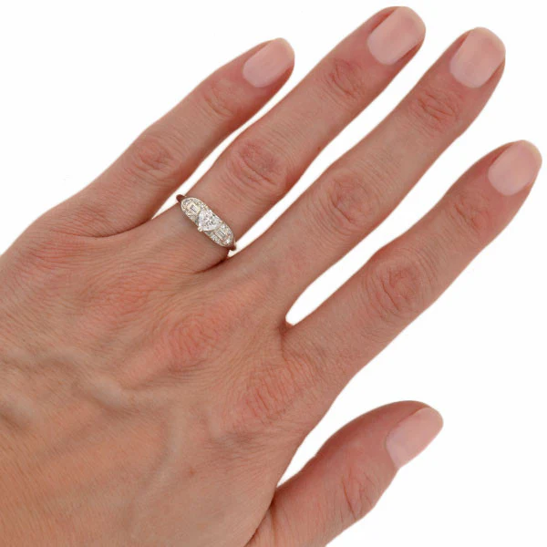 Retro Platinum & Heart Shaped Diamond Engagement Ring 0.50ct - Image 6