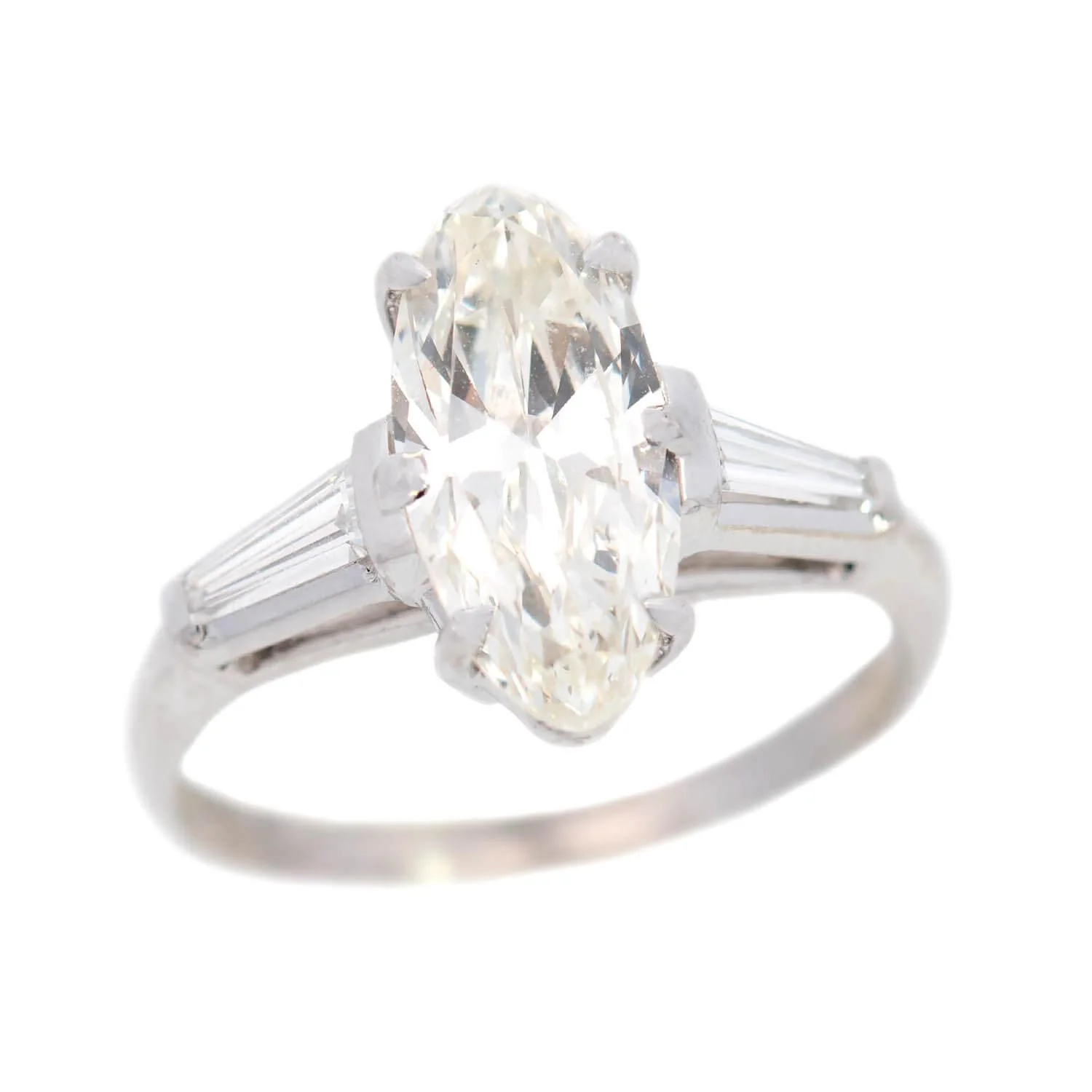 Retro Platinum Moval Cut Diamond Engagement Ring 2.13ct