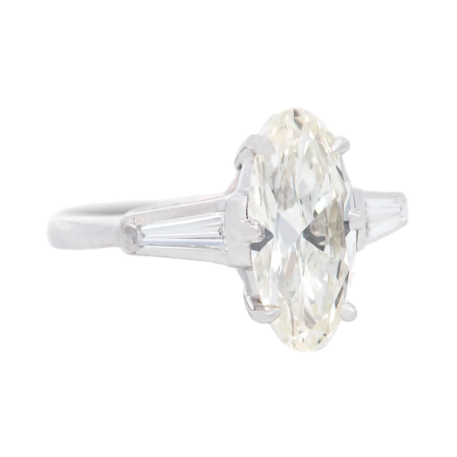 Retro Platinum Moval Cut Diamond Engagement Ring 2.13ct - Image 2