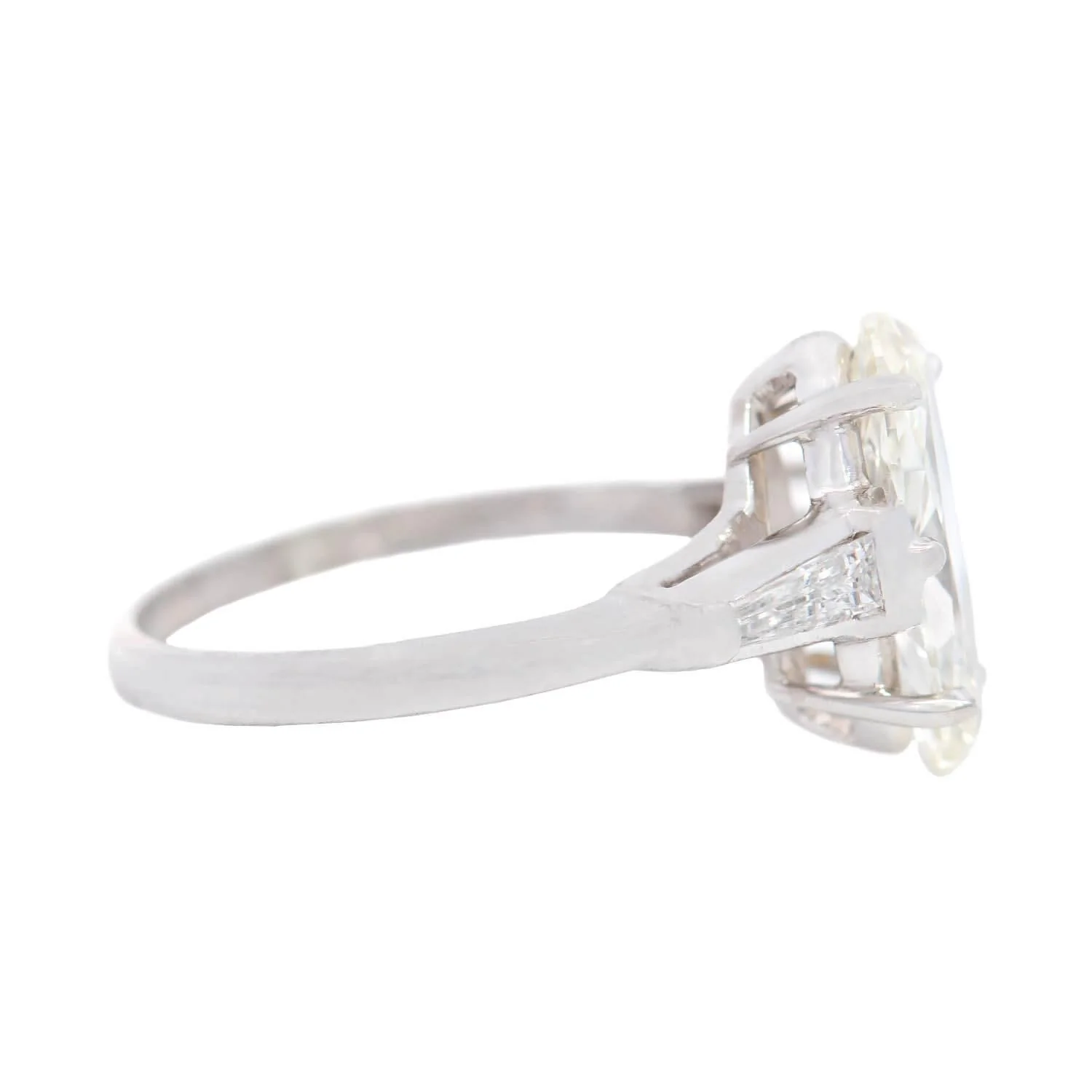 Retro Platinum Moval Cut Diamond Engagement Ring 2.13ct - Image 3
