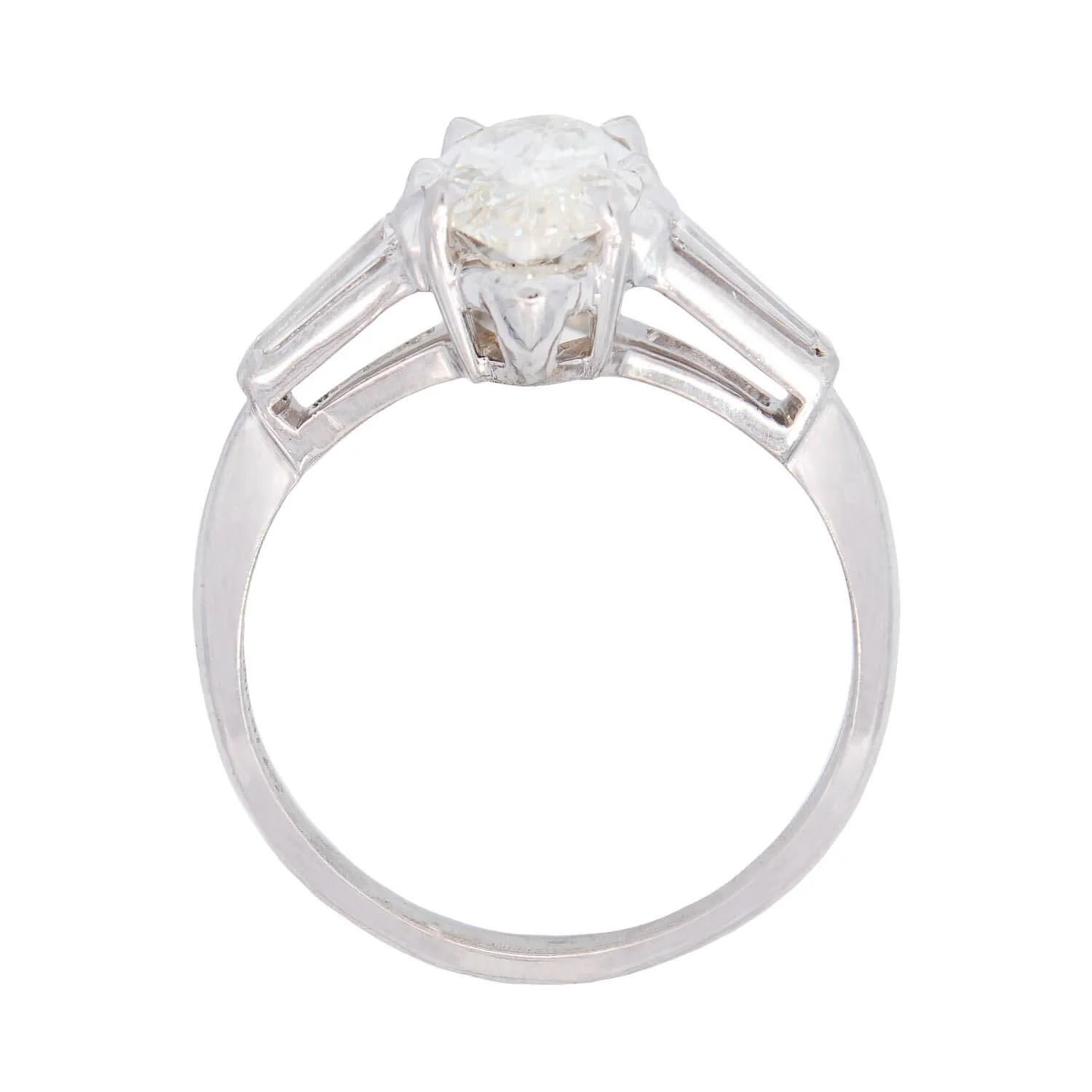Retro Platinum Moval Cut Diamond Engagement Ring 2.13ct - Image 4
