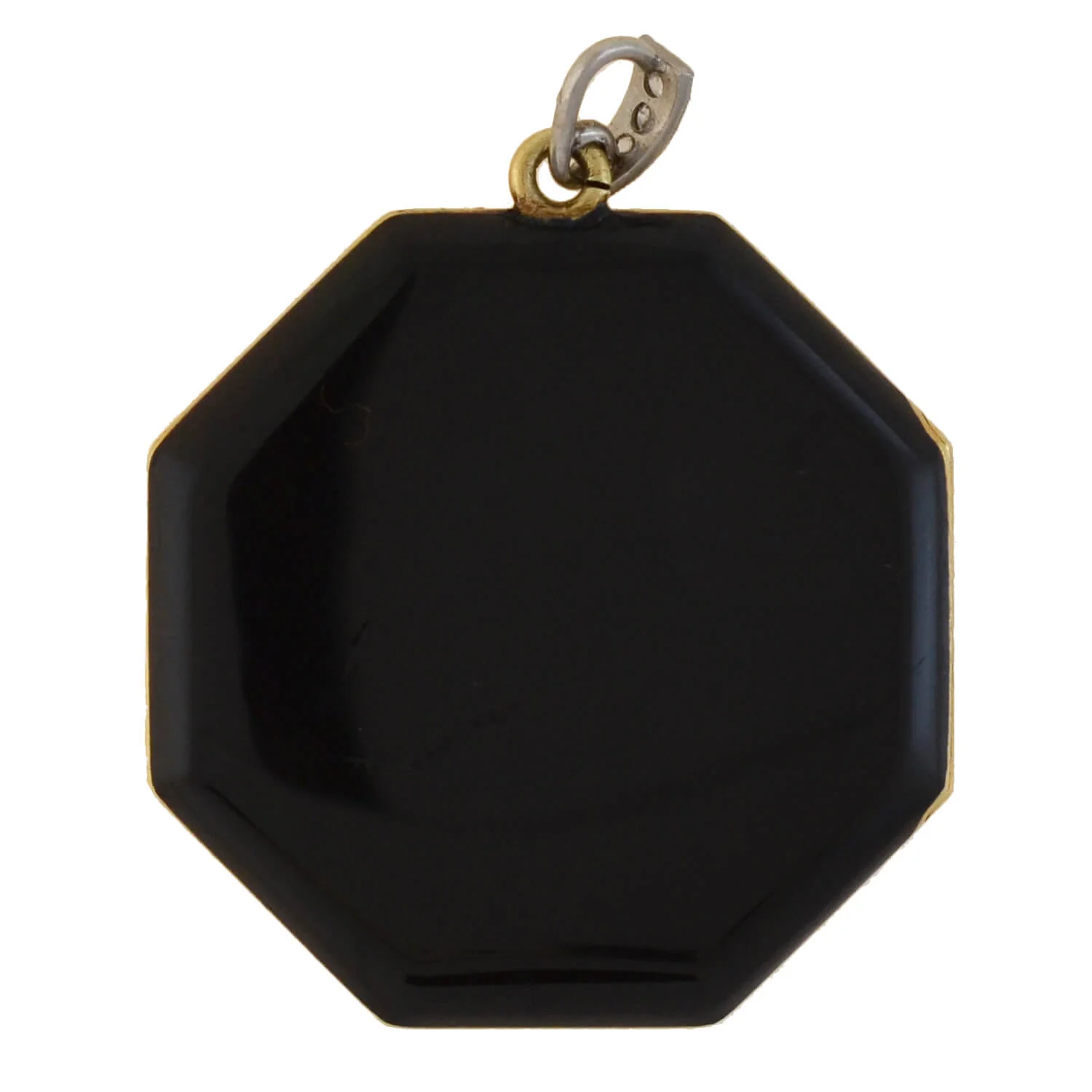 TIFFANY & CO. Edwardian 14kt/Platinum Diamond + Black Enamel Locket - Image 6