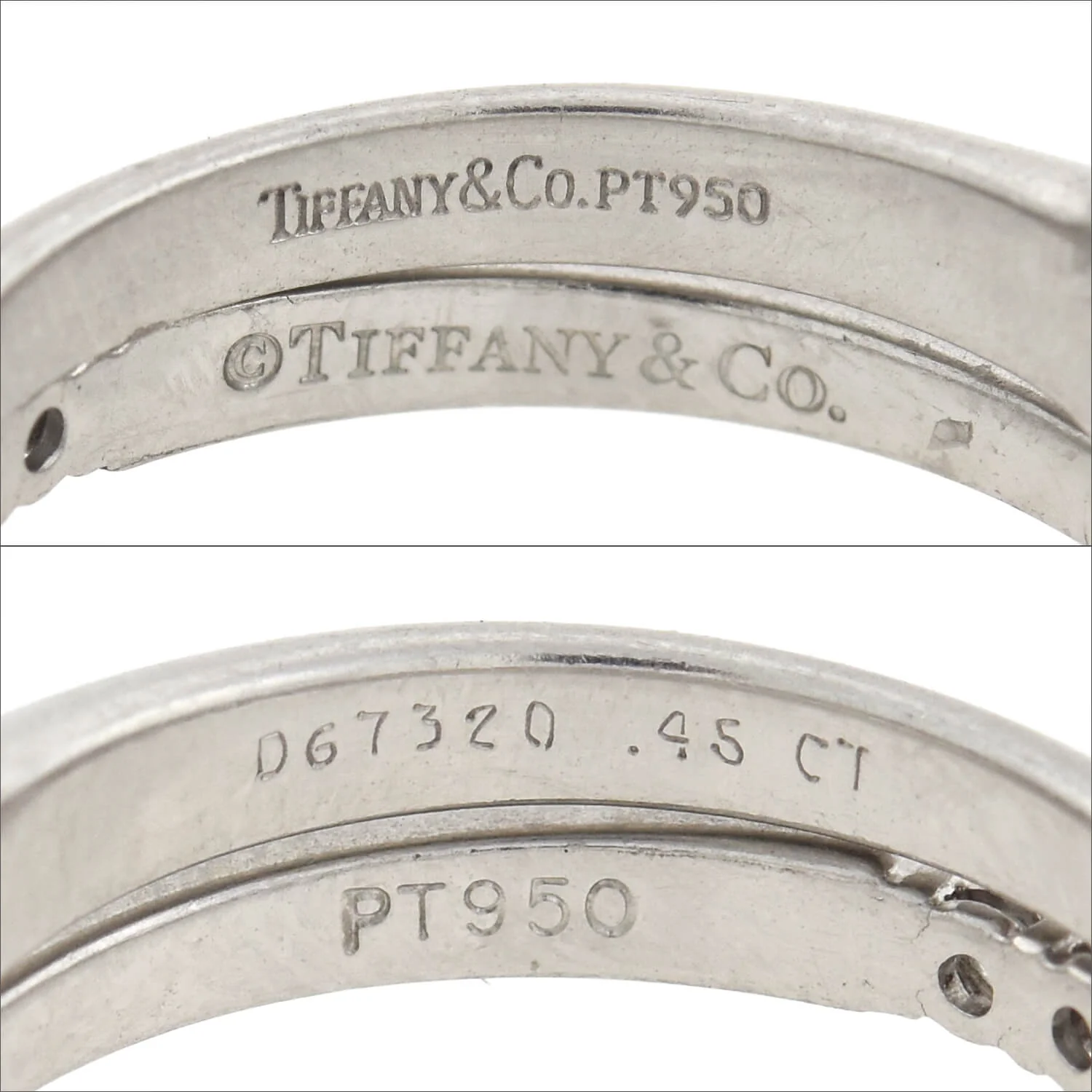 TIFFANY & Co. Estate Platinum Diamond Engagement Ring Set 0.45ct - Image 4