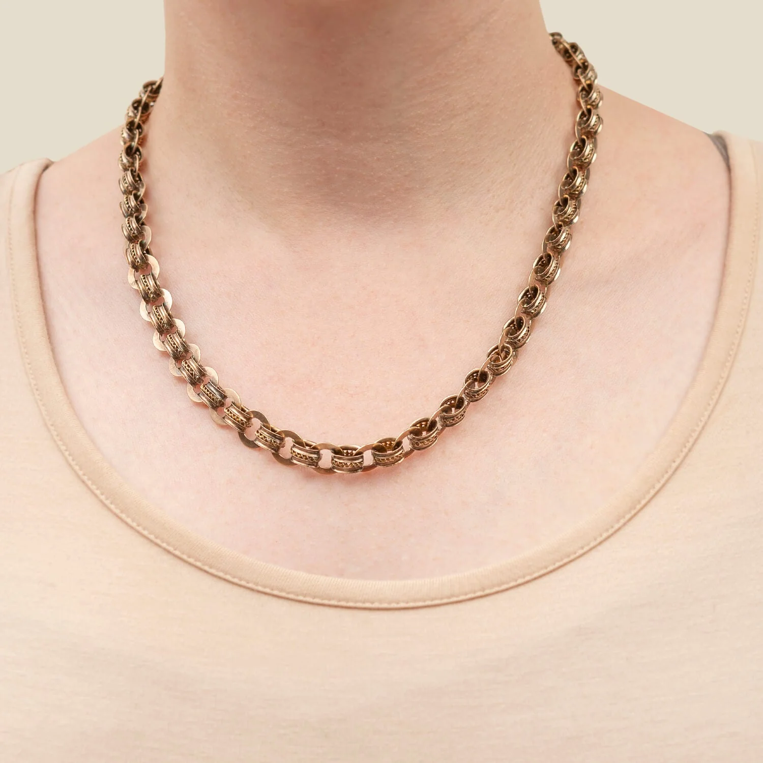 Victorian 14K Gold Book Chain Collar Necklace 20" - Image 5