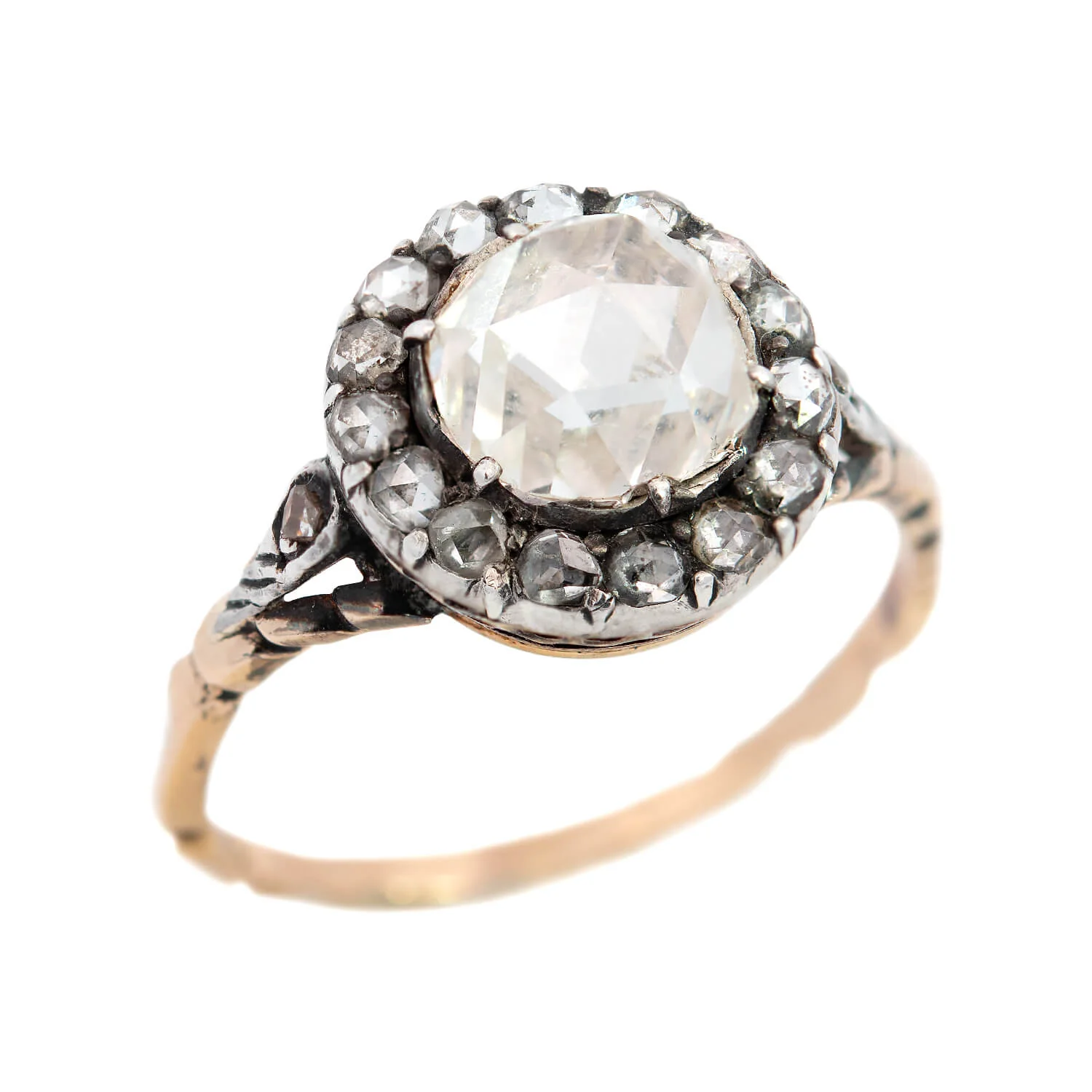 Victorian 14k Diamond Halo Engagement Ring 2.15ct