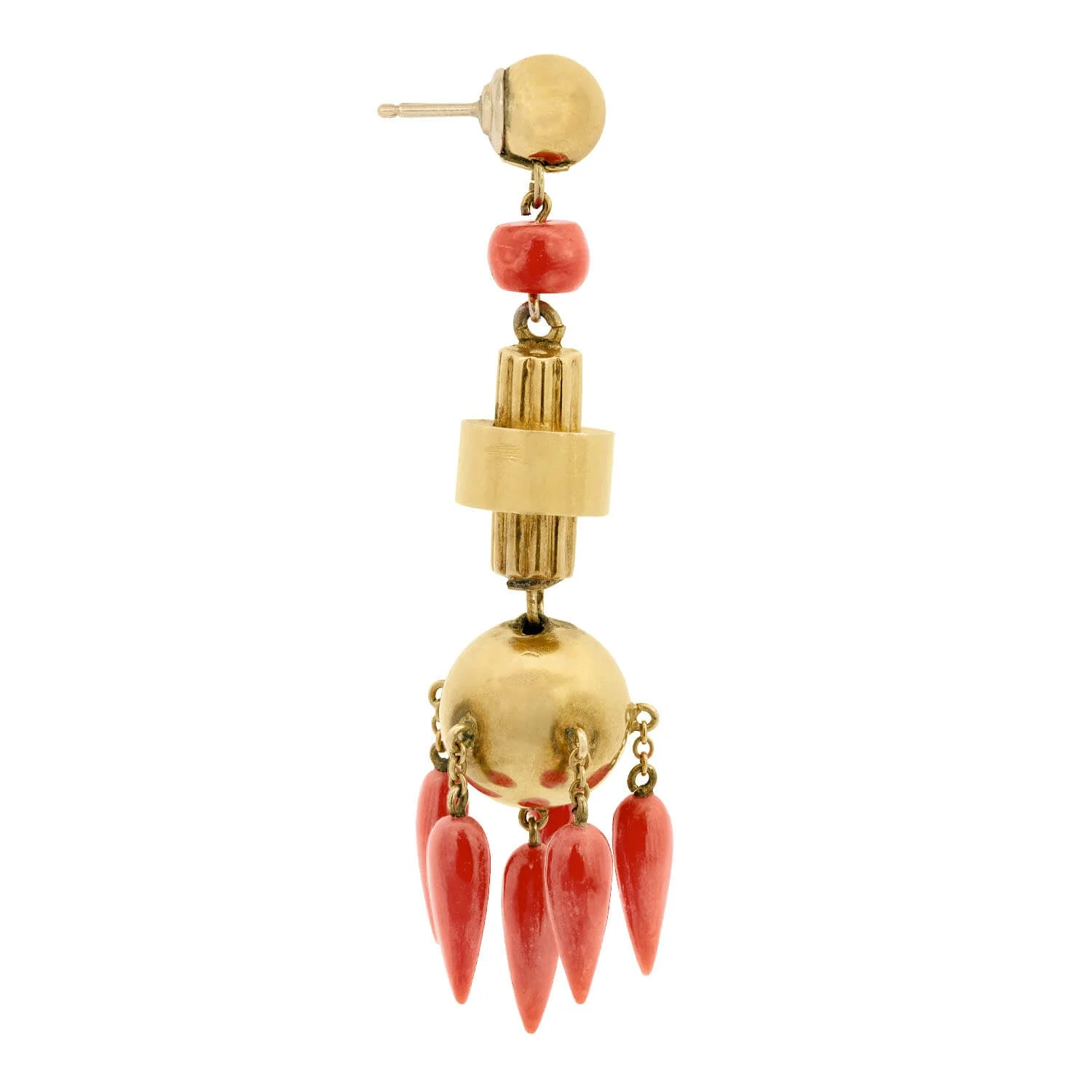 Victorian 18K Natural Coral Chandelier Earrings - Image 2