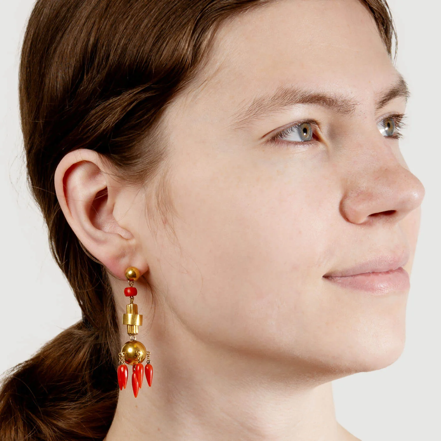 Victorian 18K Natural Coral Chandelier Earrings - Image 6