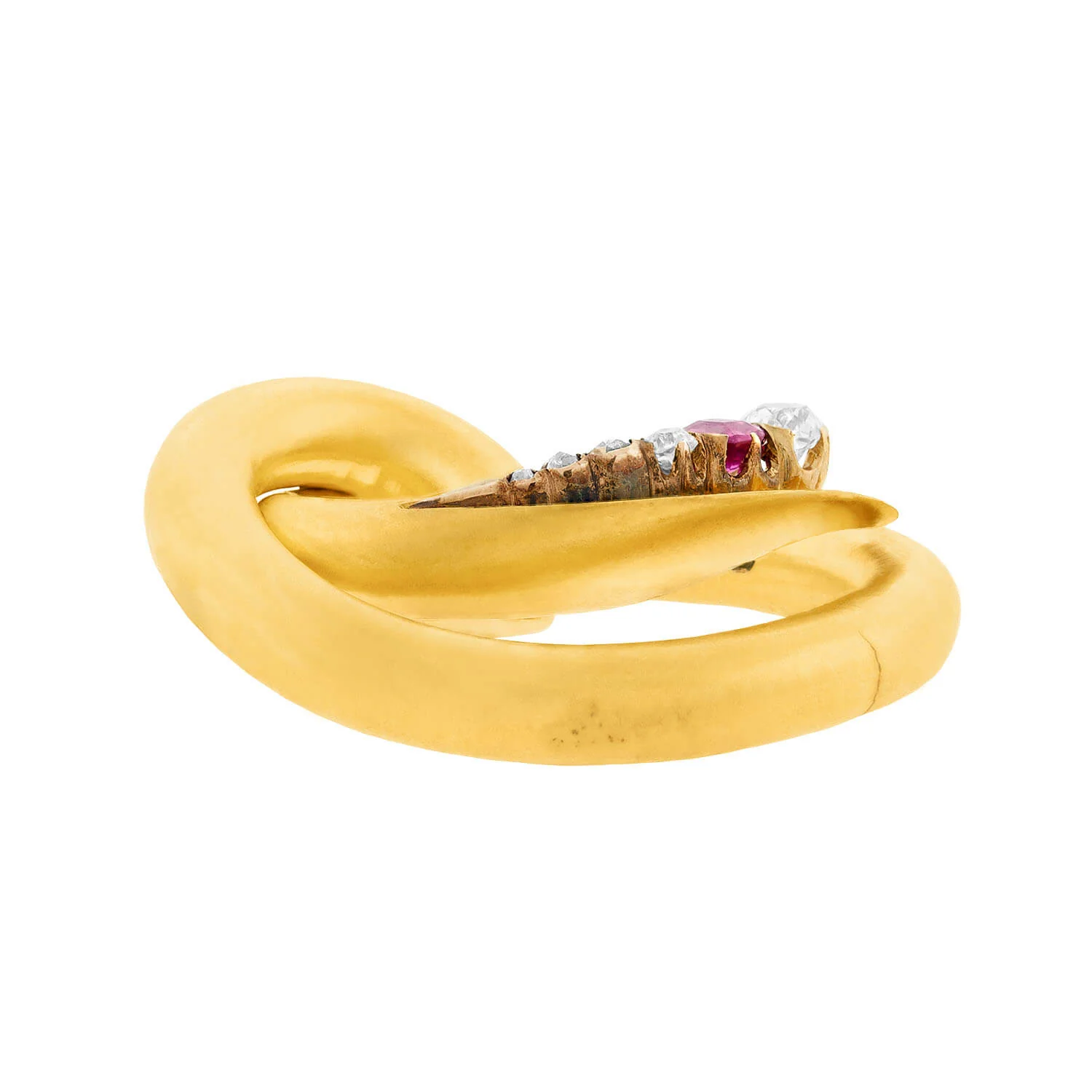 Victorian 18kt Ruby & Diamond Curled Snake Pendant - Image 3