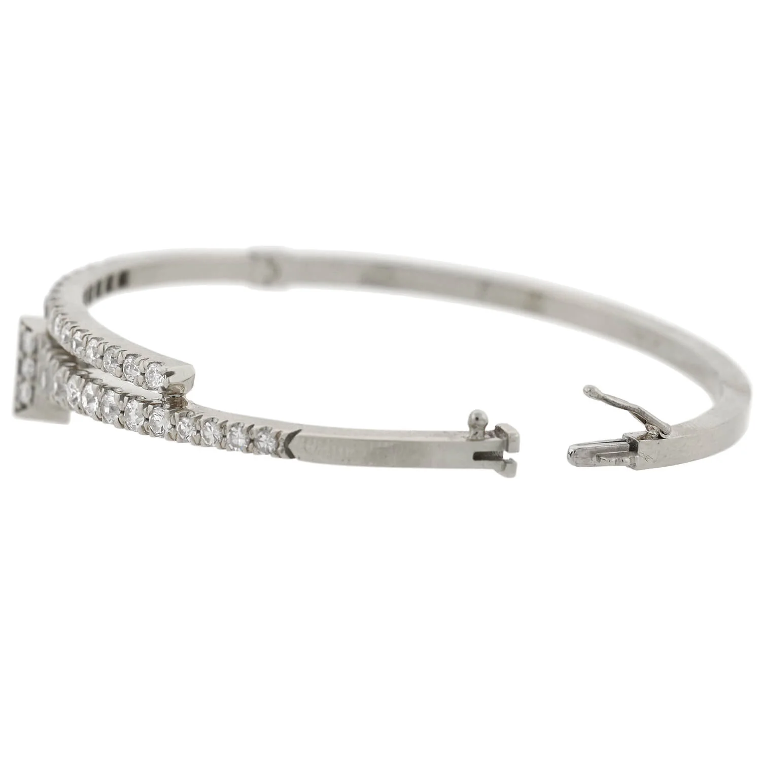 Victorian Style Platinum Diamond Nail Head Bangle Bracelet 2.25ctw - Image 3