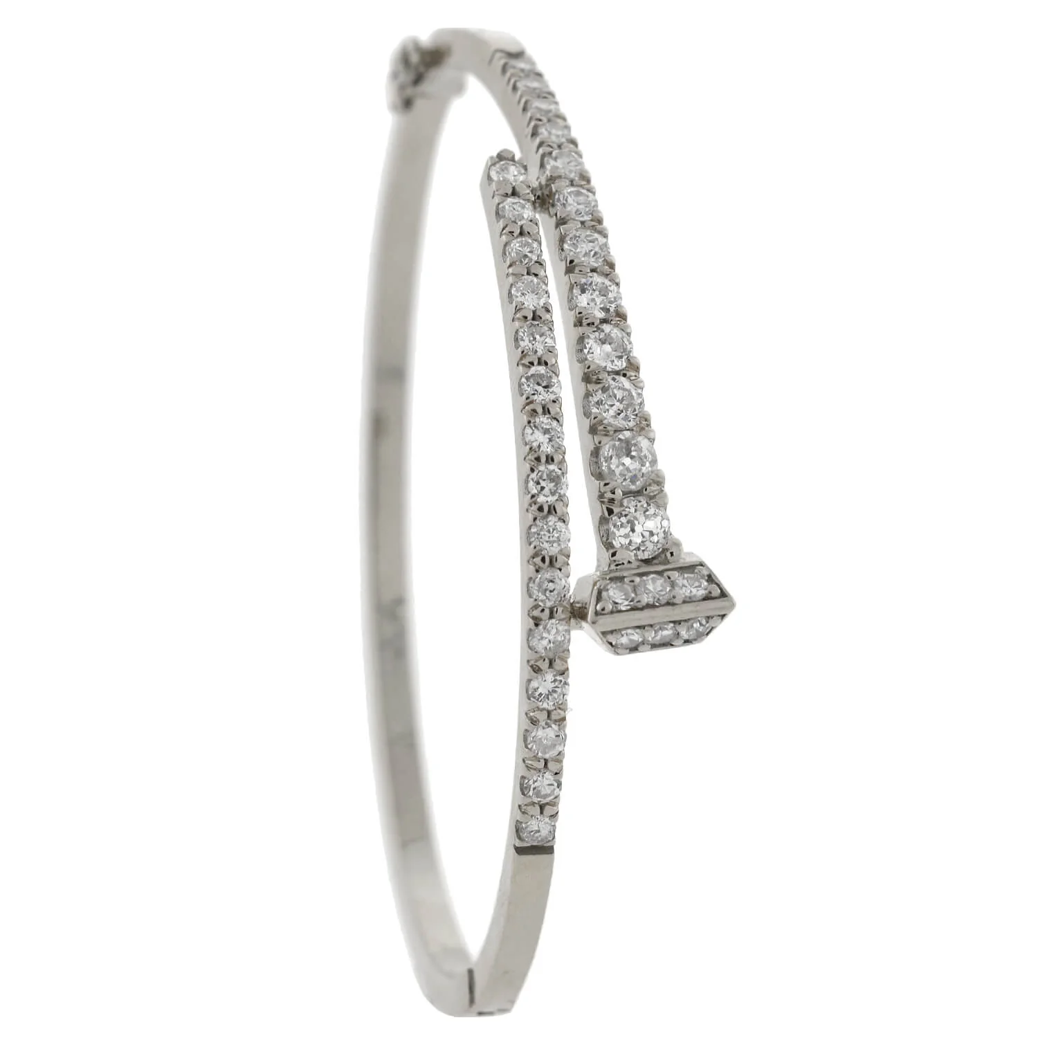 Victorian Style Platinum Diamond Nail Head Bangle Bracelet 2.25ctw - Image 6
