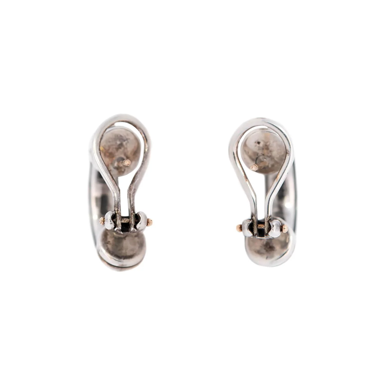 DAVID WYSOR Estate 18k/Sterling Silver Hoop Earrings - Image 3