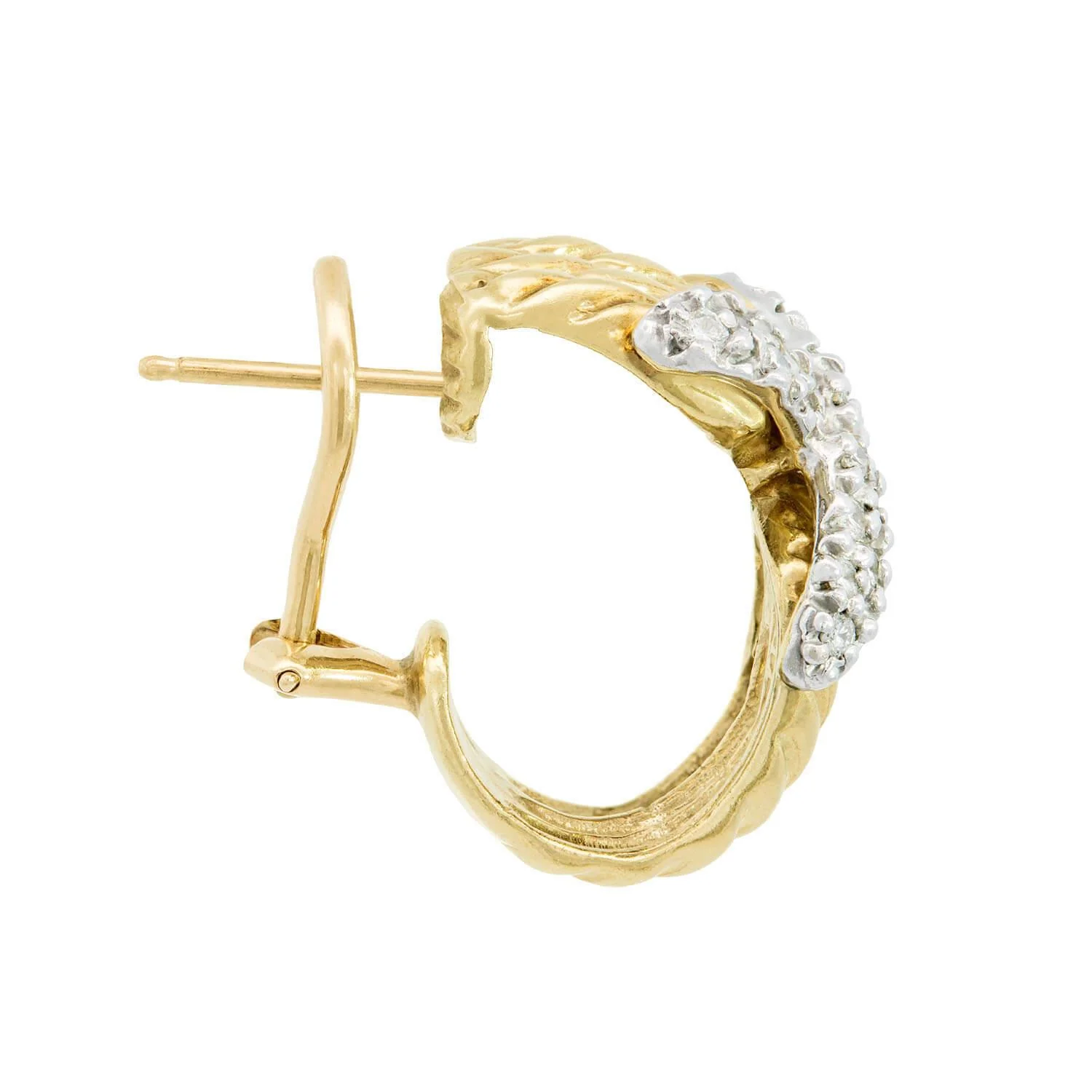 DAVID YURMAN Estate 14k Diamond "X" Hoop Earrings - Image 2